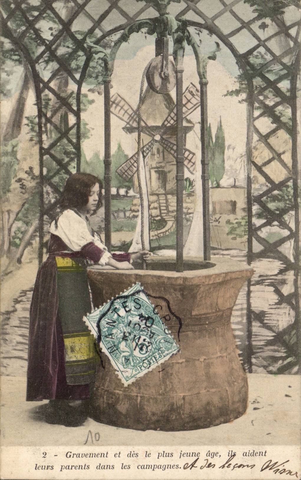 CPA Fantasy Child In Sicily Sicilia Windmill Mill