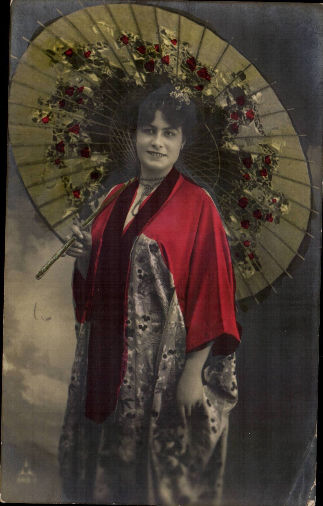 CPA standard Fantasy Woman Asian Japan Japan Nipponese Sunshade