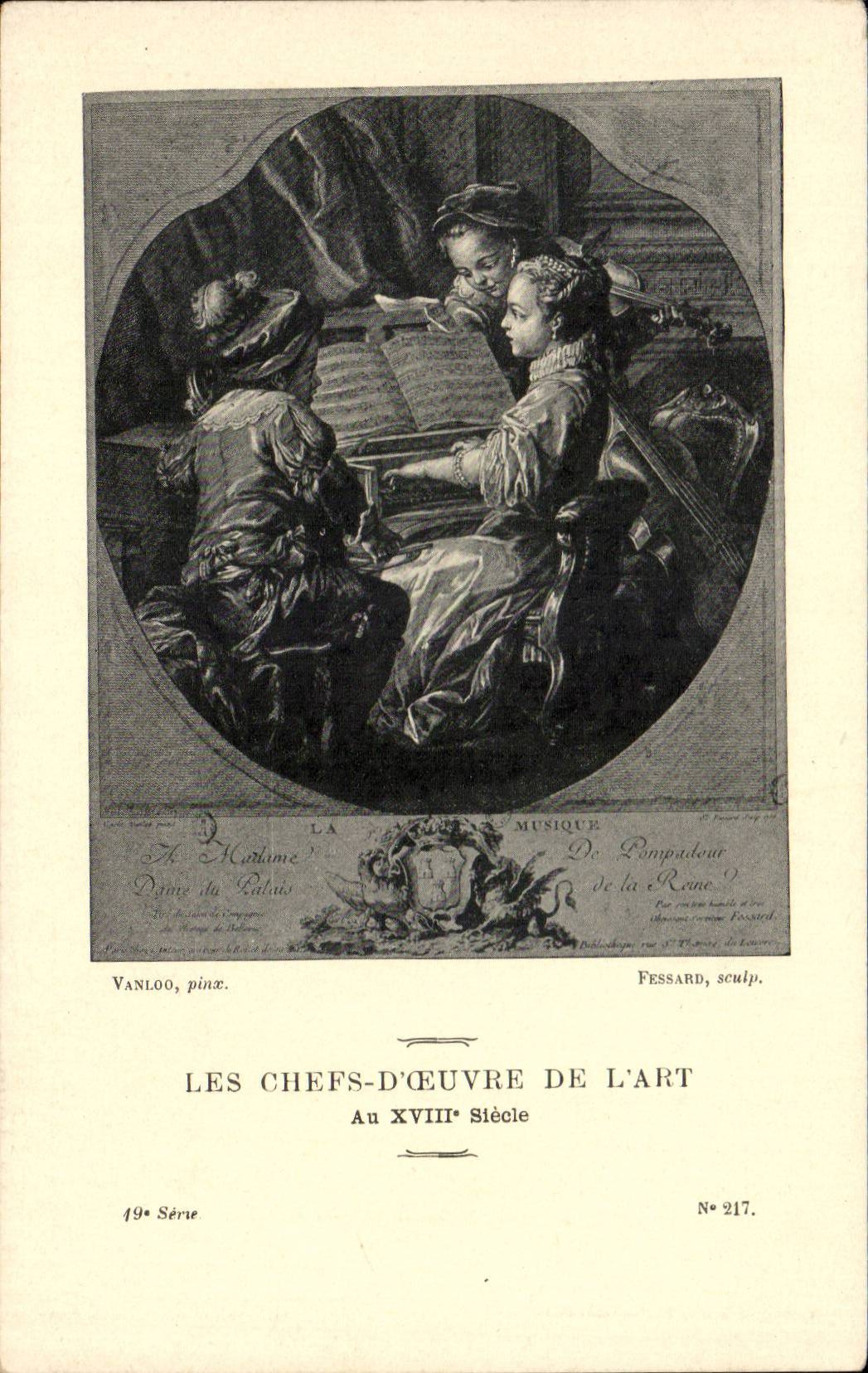 CPA Fantaisie Les chefs d'oeuvre de l'art au 18eme La musique Vanloo Fessard Piano Clavecin 