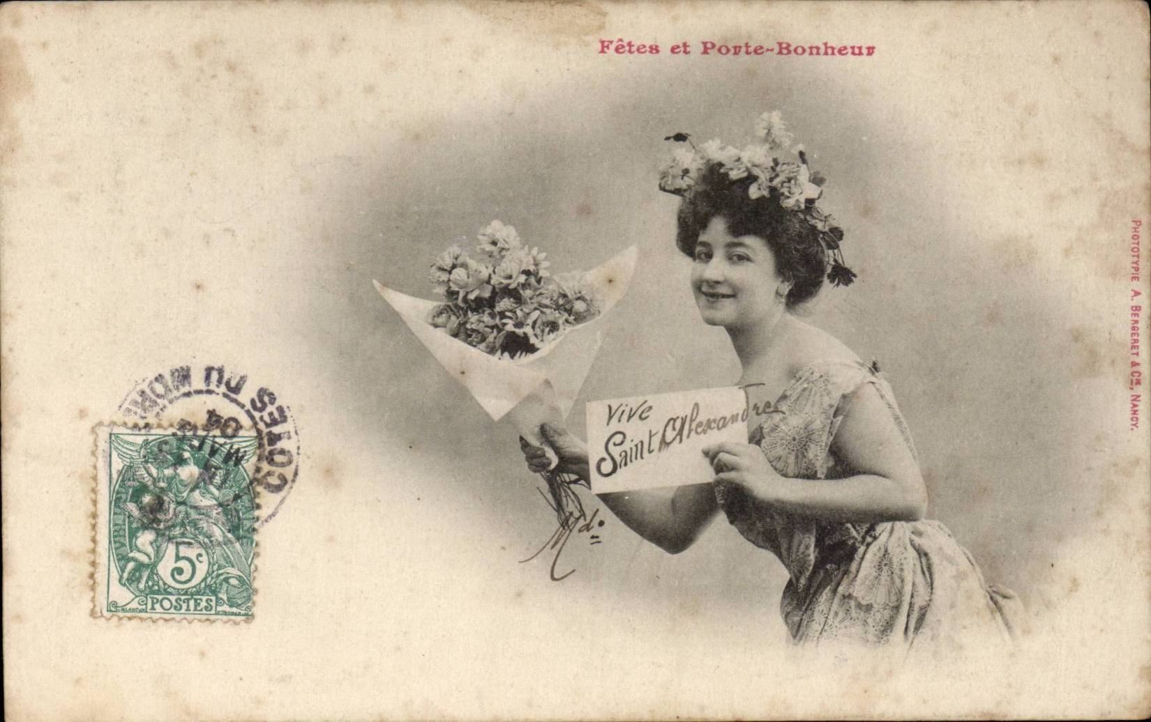 CPA Fantasy Woman Festivals and carries happiness Saint Alexandre