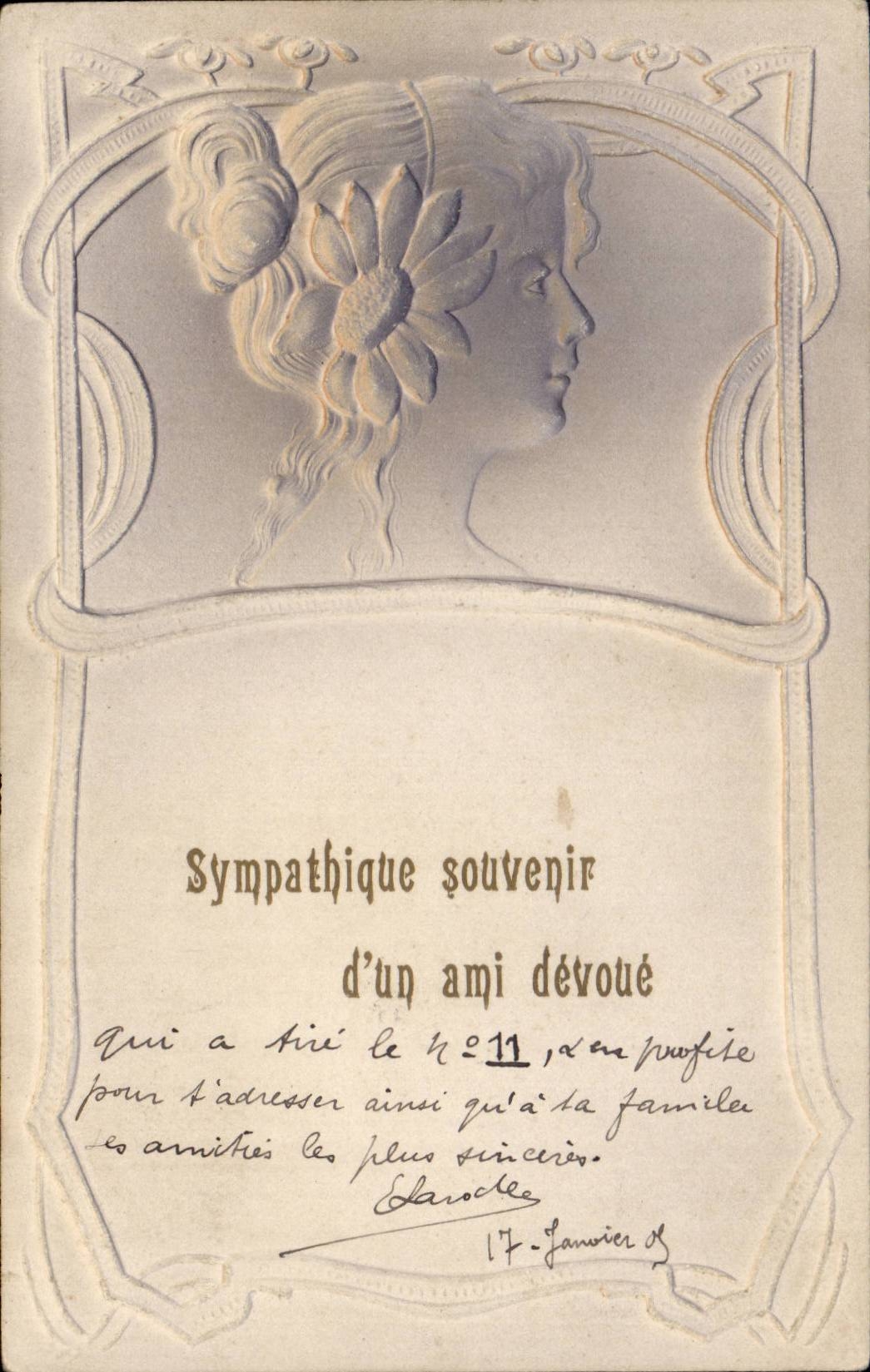 CPA Fantasy Woman Sympahtique memory of a devoted friend