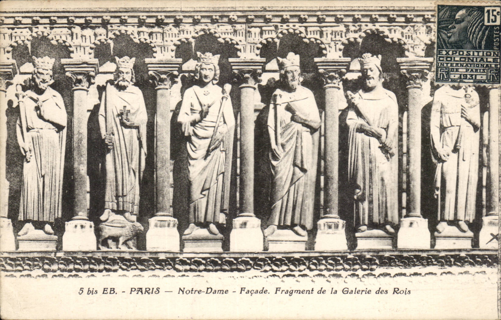 Paris CPA Notre DAme Facade Fragment de la galerie des rois