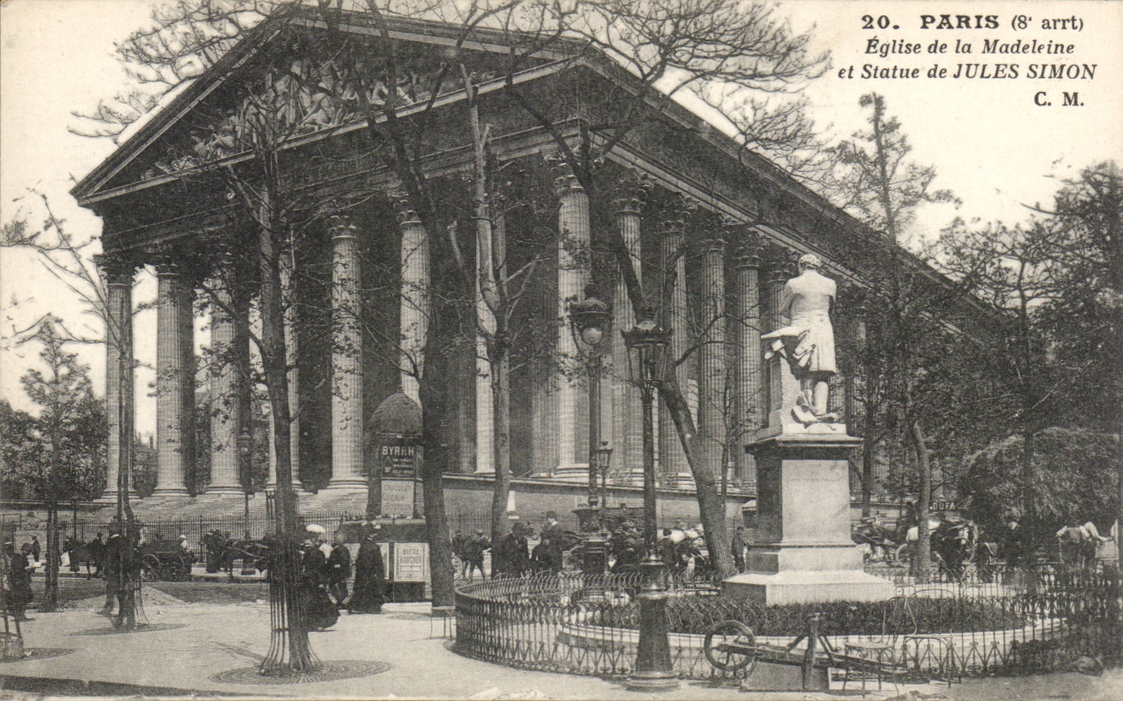 Paris CPA Church of the Madeleine and Statue of Jules Simon