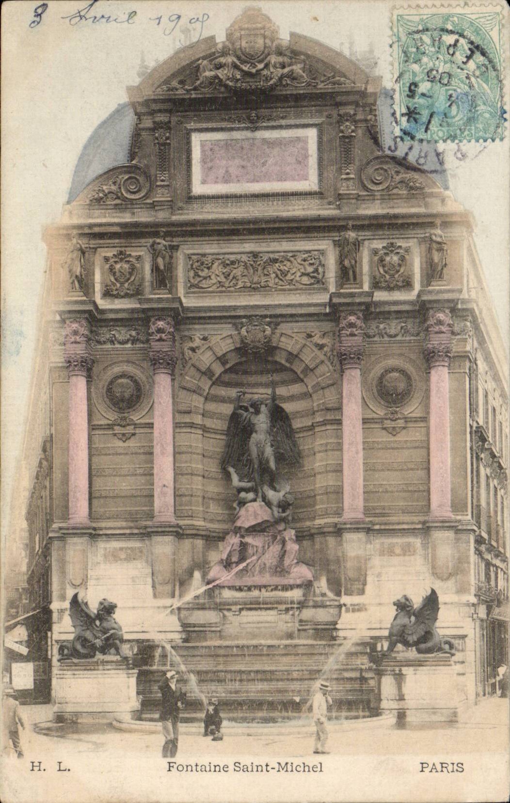 CPA holy Paris Fountain Michel