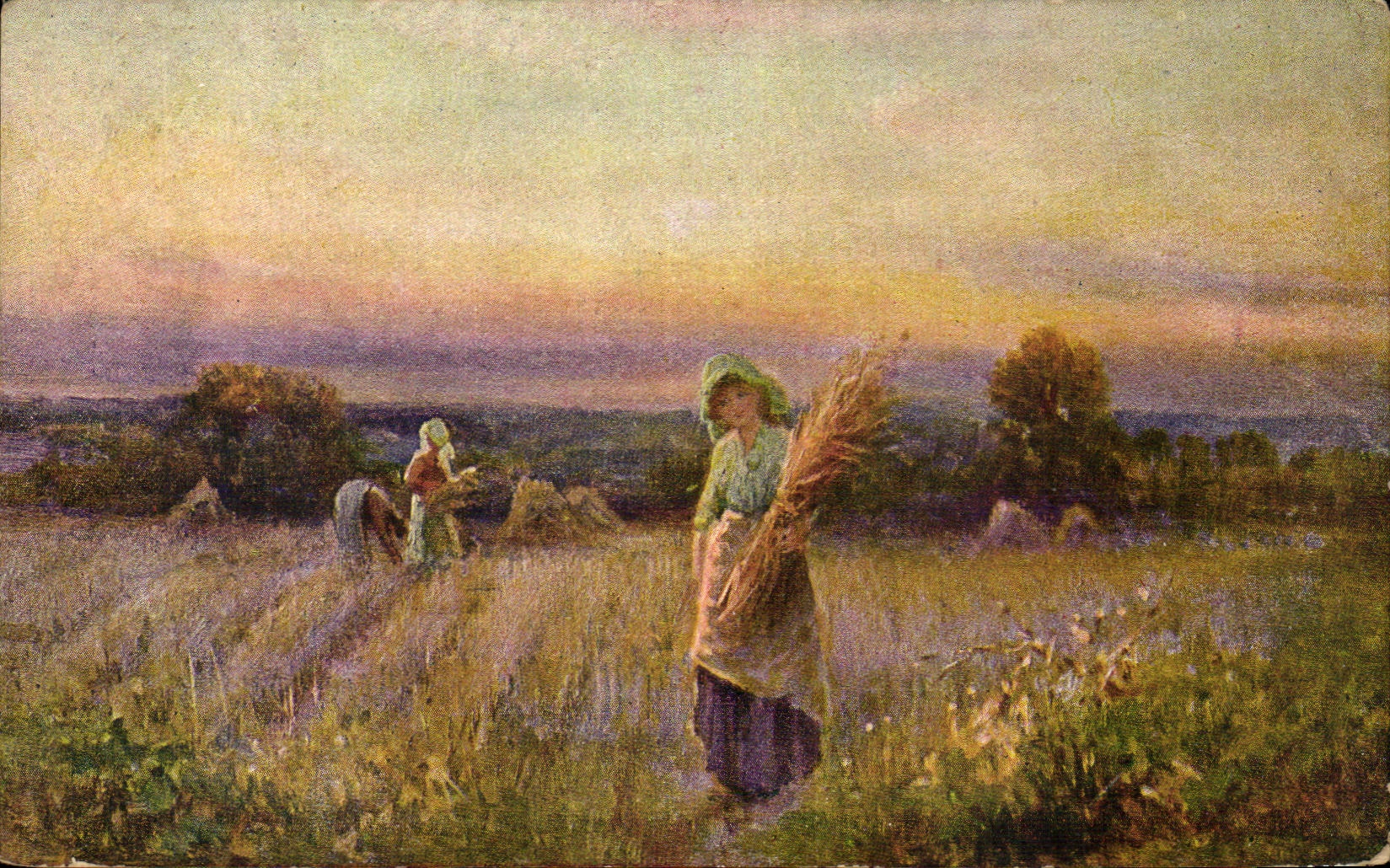 CPA Fantaisie Les glaneueses Paysage anglais