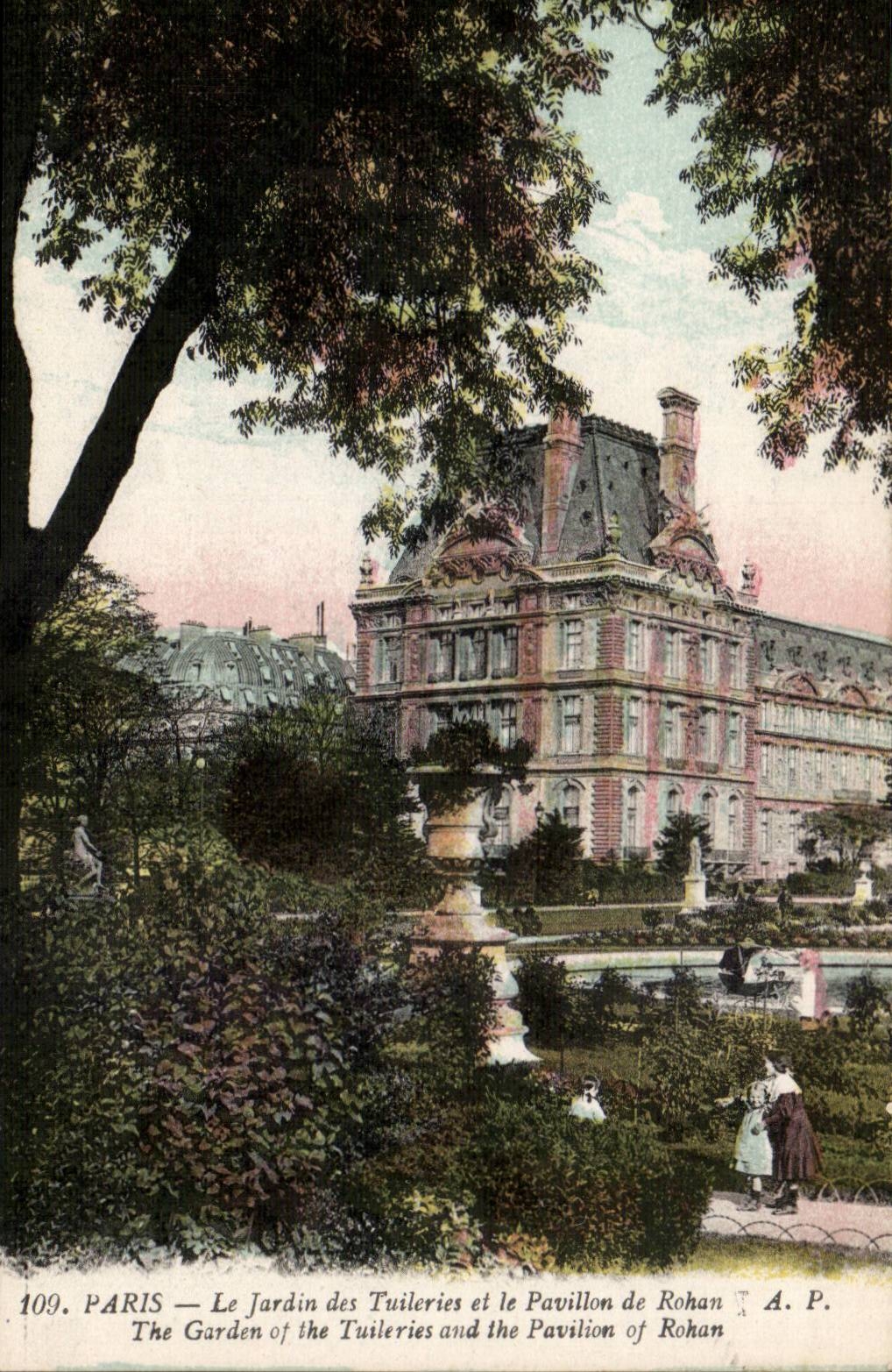 Paris CPA Jardin des Tuileries et pavillon de Rohan