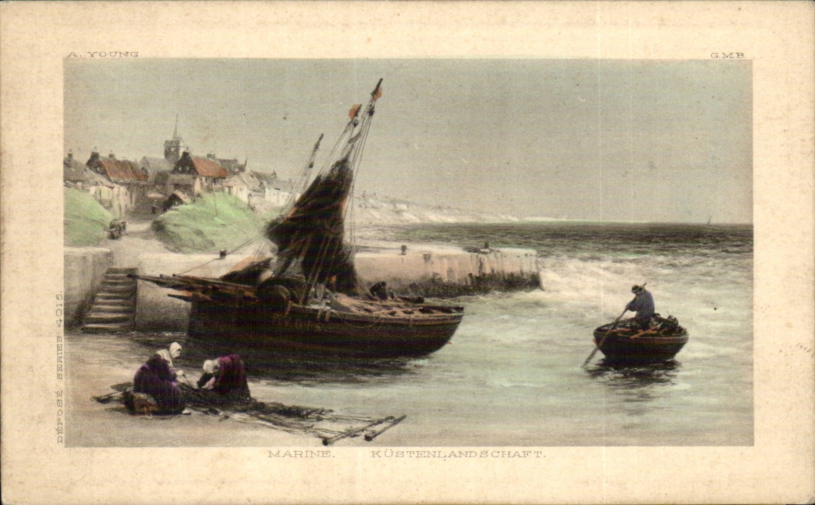 CPA Phantasie-Boots-Marine