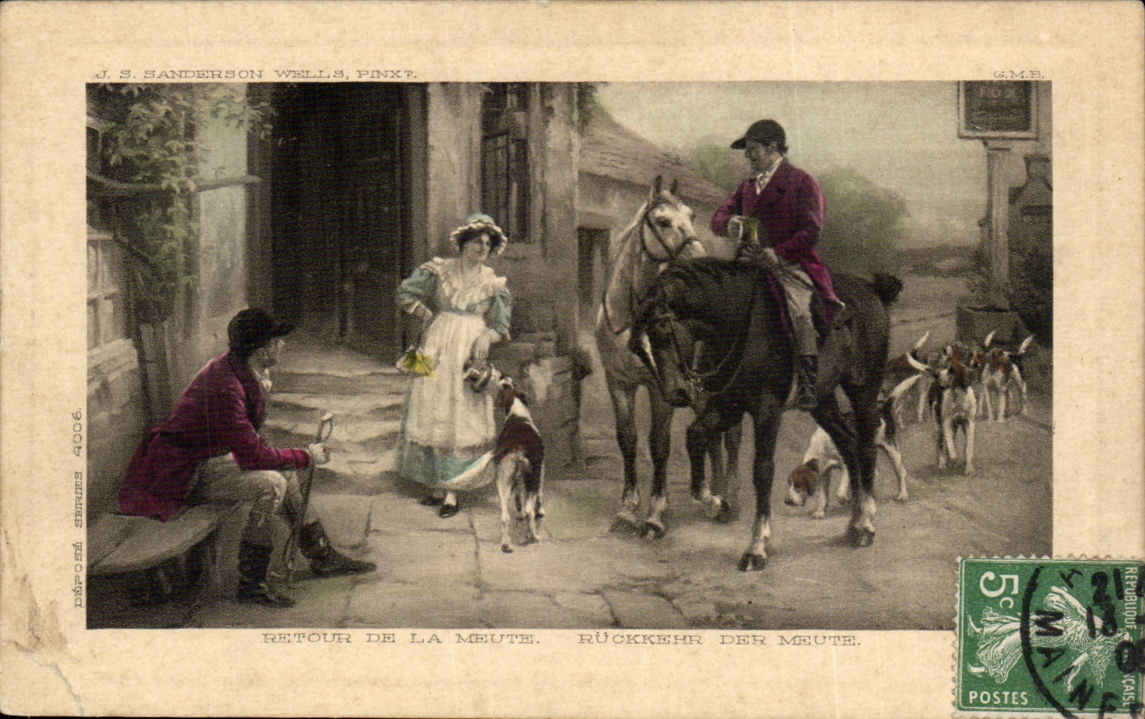 CPA Fantasy Horse horses Horse Retour of the pack Drives out