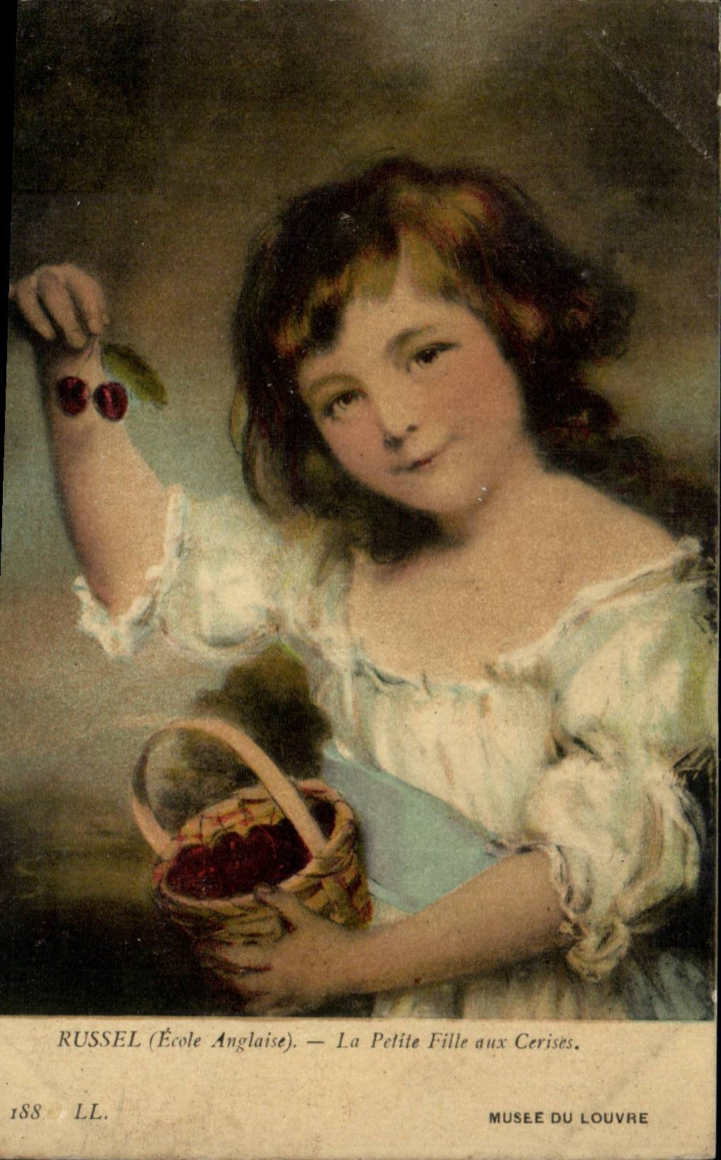 CPA Fantaisie Russel La petite fille aux cerises