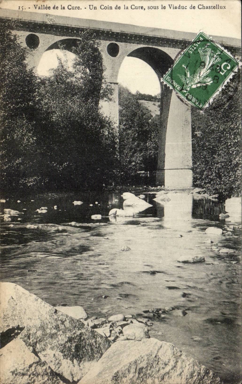 CPA Valley of the Cure a corner of the cure under the viadux of Chastellux