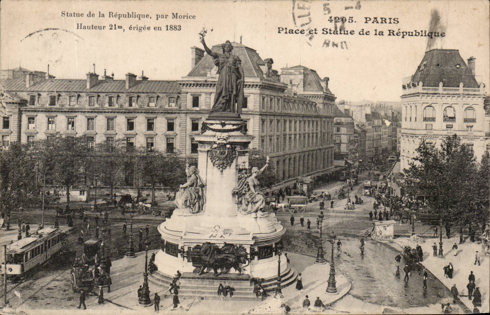 Paris CPA Places and Statue of the Republic