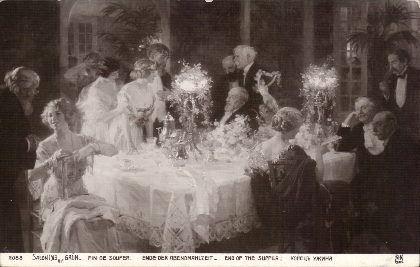CPA Fantaisie SAlon 1913 Fin de souper