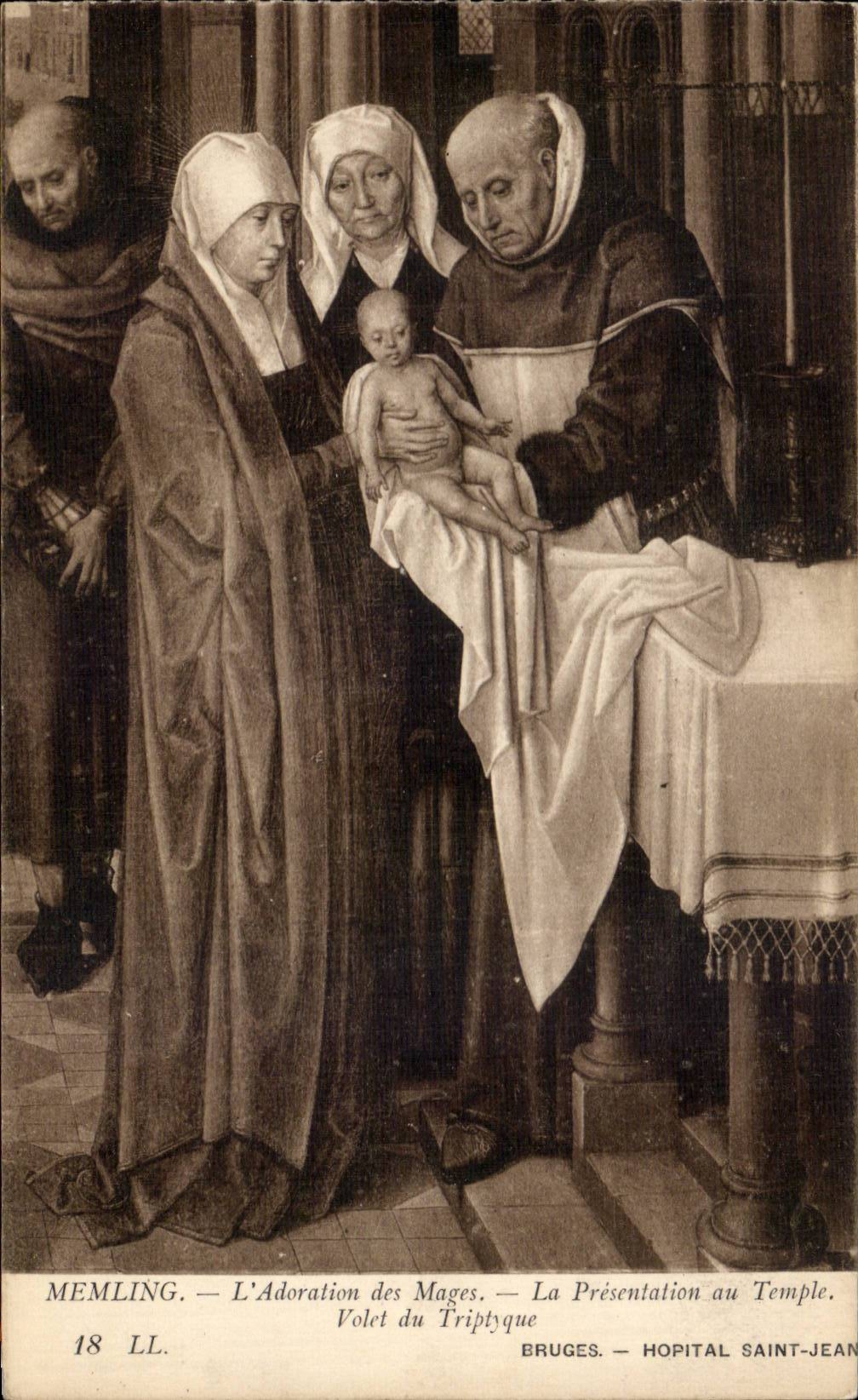 CPA Memling Adoration des mages Presentation au temple Volet du tryptique