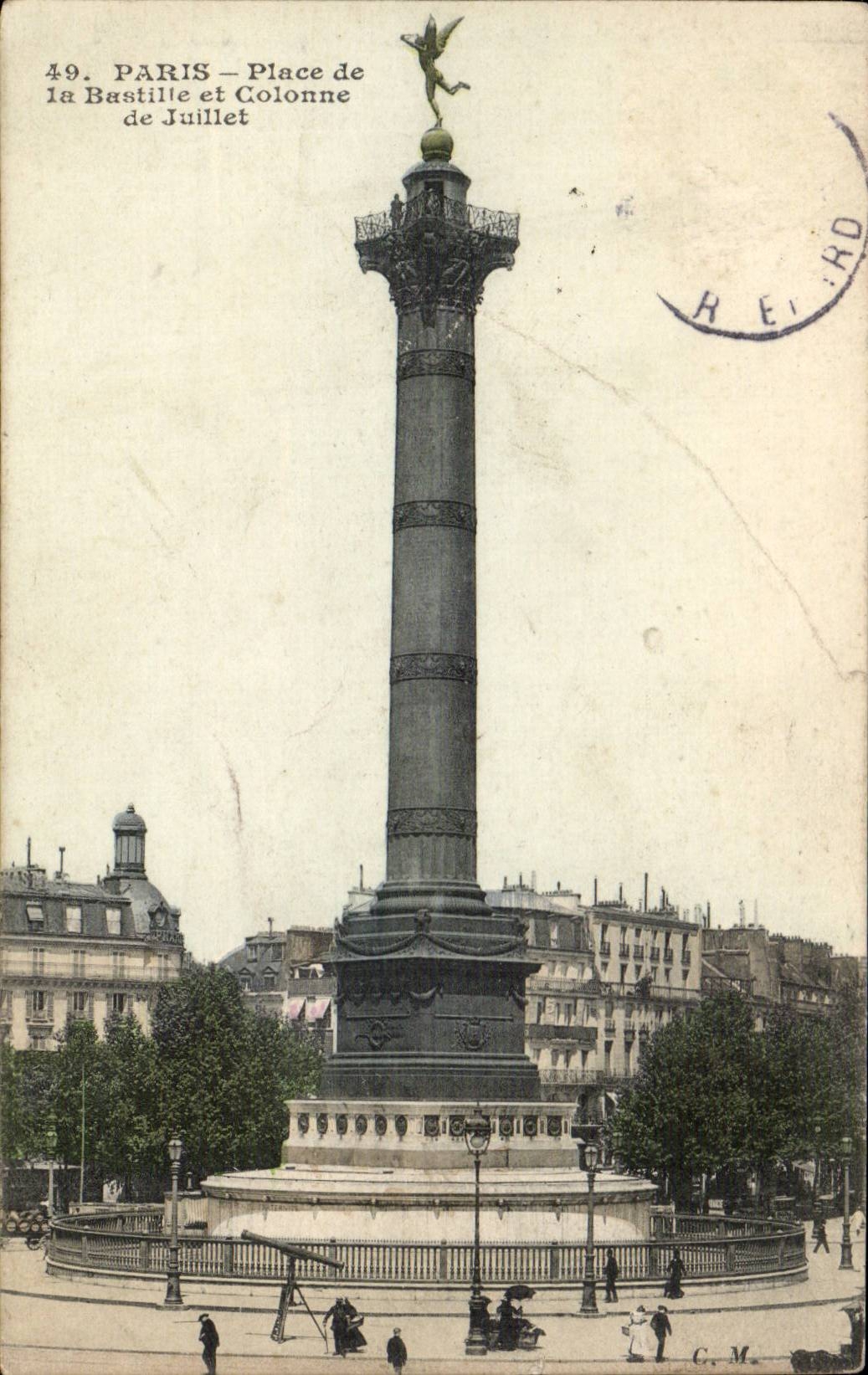Paris CPA Places Bastille and column of July