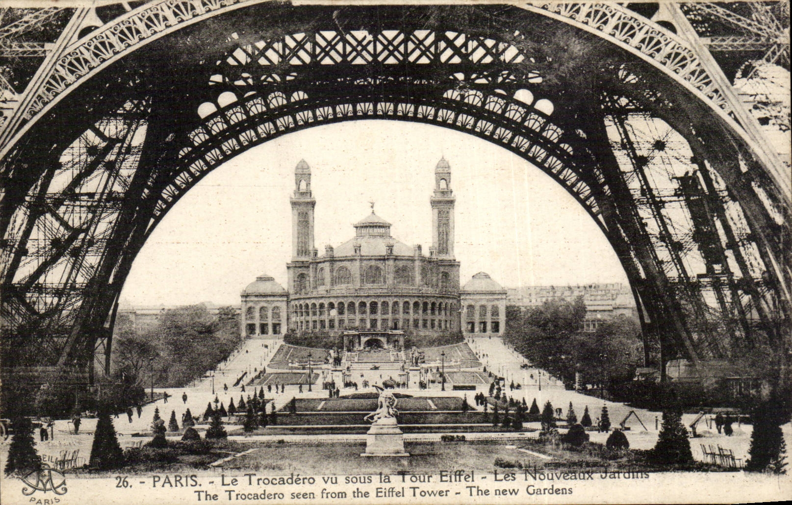 Paris CPA Trocadero seen under the Eiffel Tower