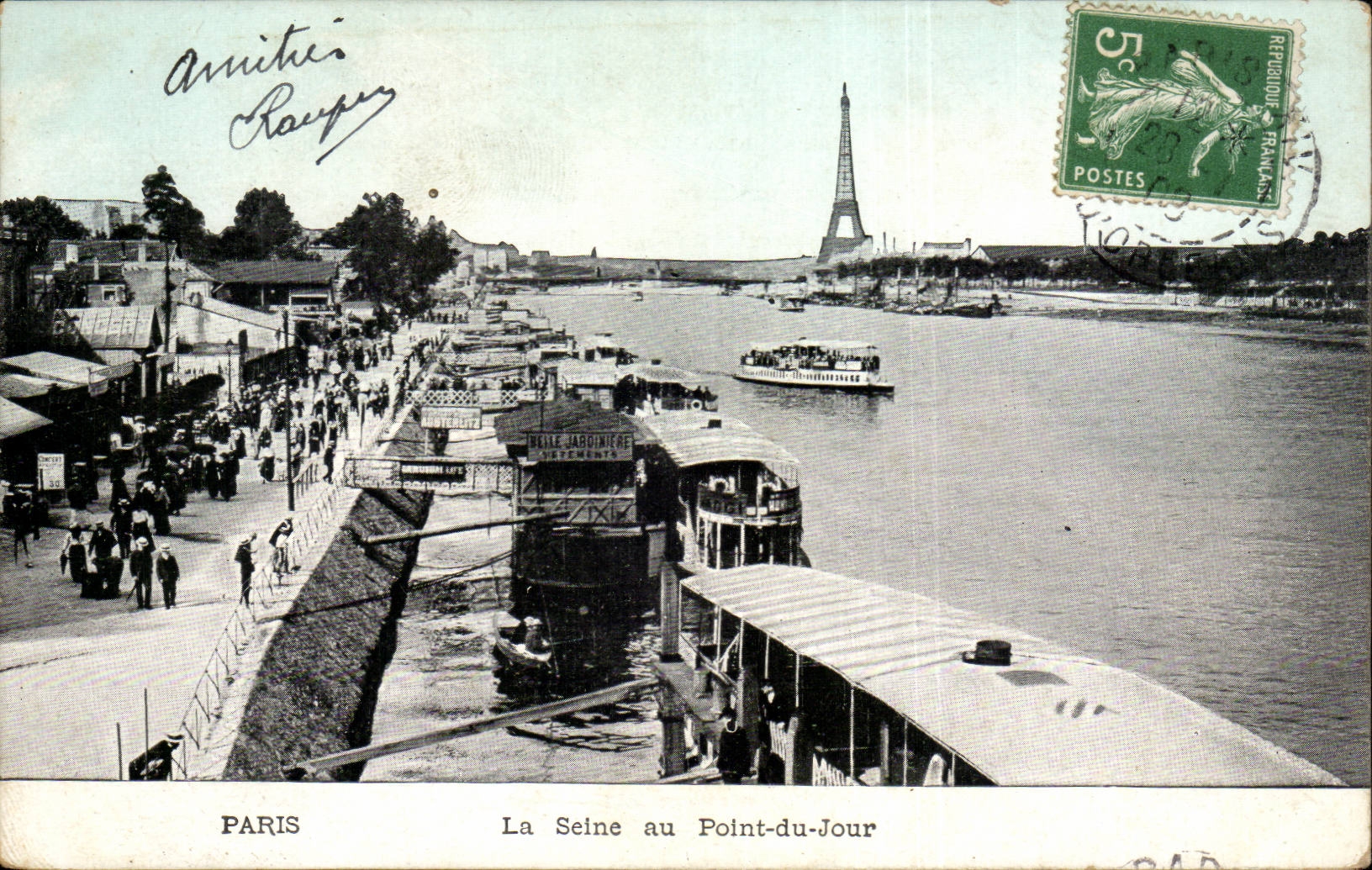 Paris CPA La Seine au point du jour Tour Eiffel