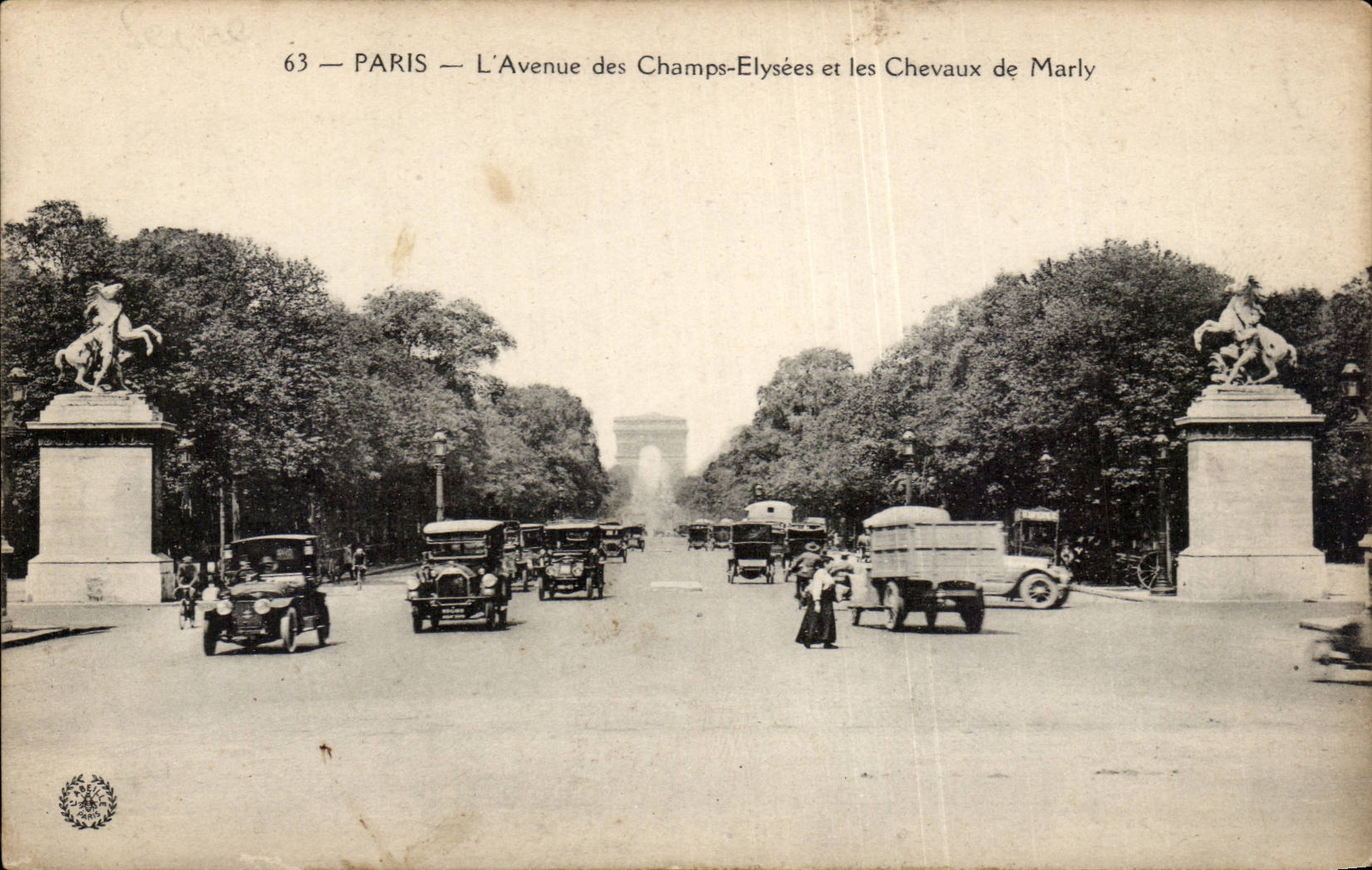 Paris CPA das vom Champs Elysees und von den Pferden von mergeligem auftrat