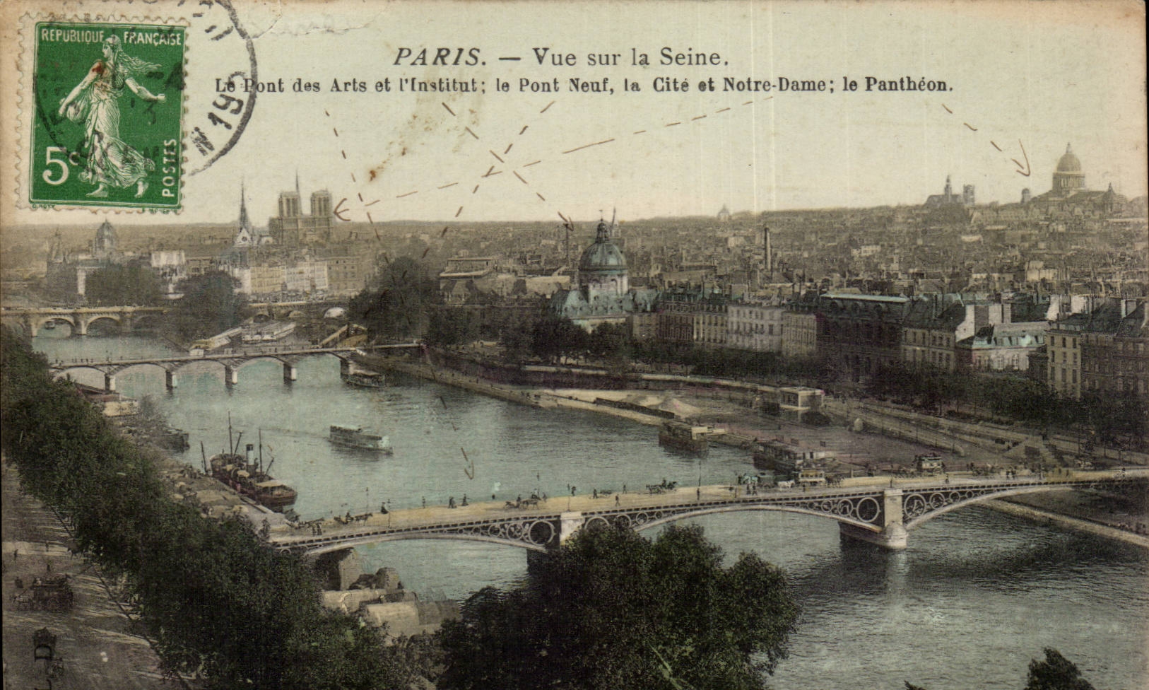 Paris CPA das auf den Seine die Brucke von Kunsten und Handel gesehen wird uberbrucken neun ISCED Notre Dame