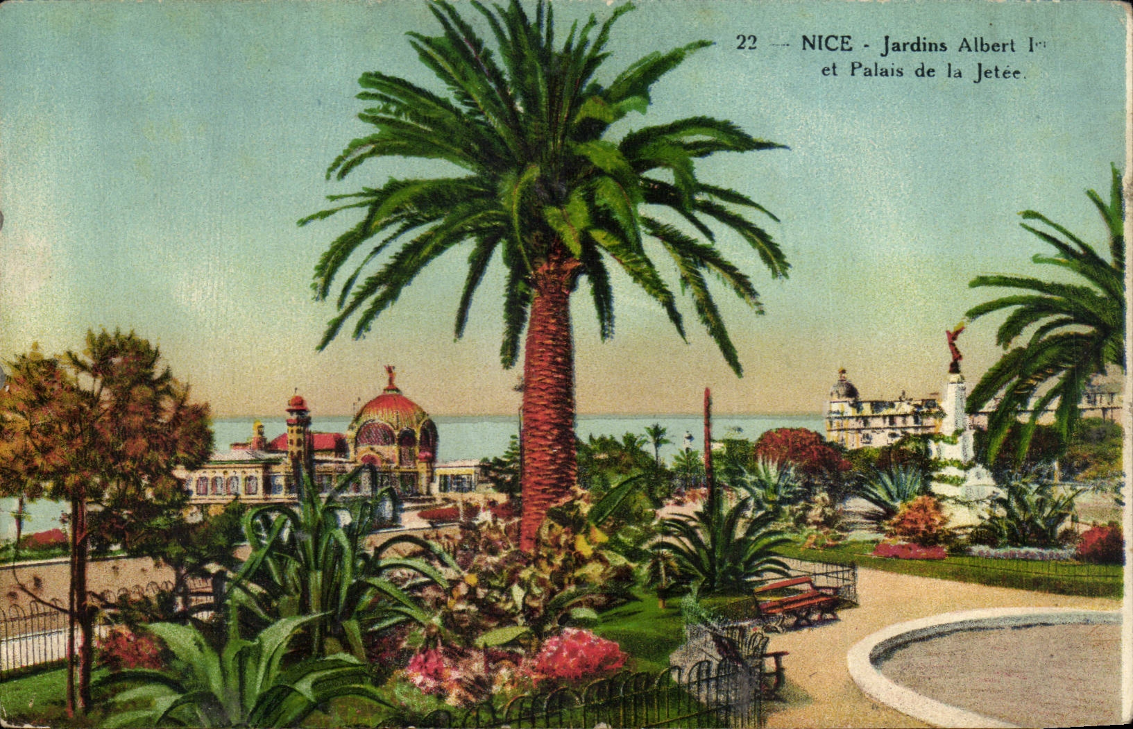 Nice CPA Gardens Albert 1st and palate of the pier