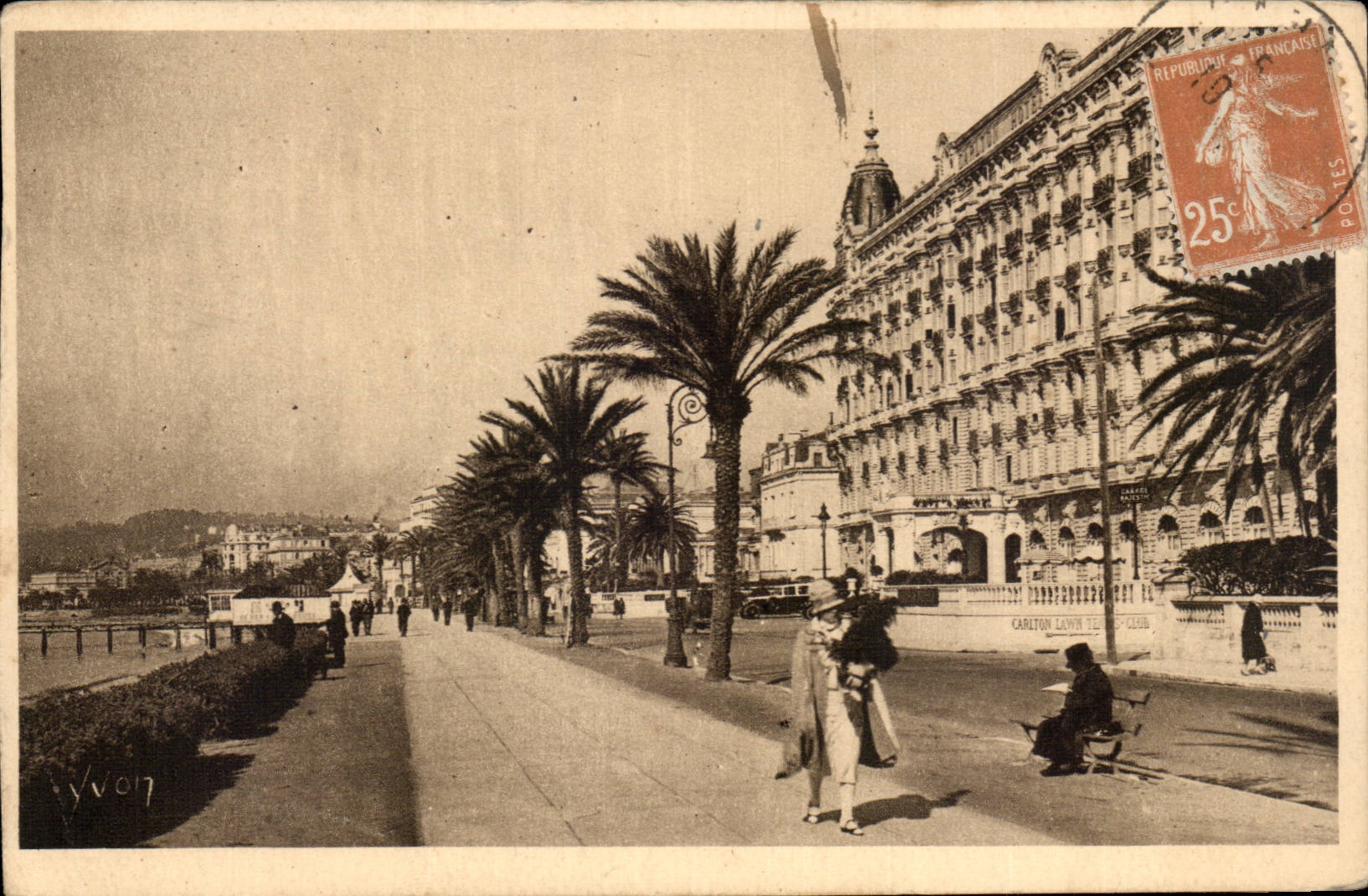 Cannes CPA Walk of the small cross and CArlton Hotel