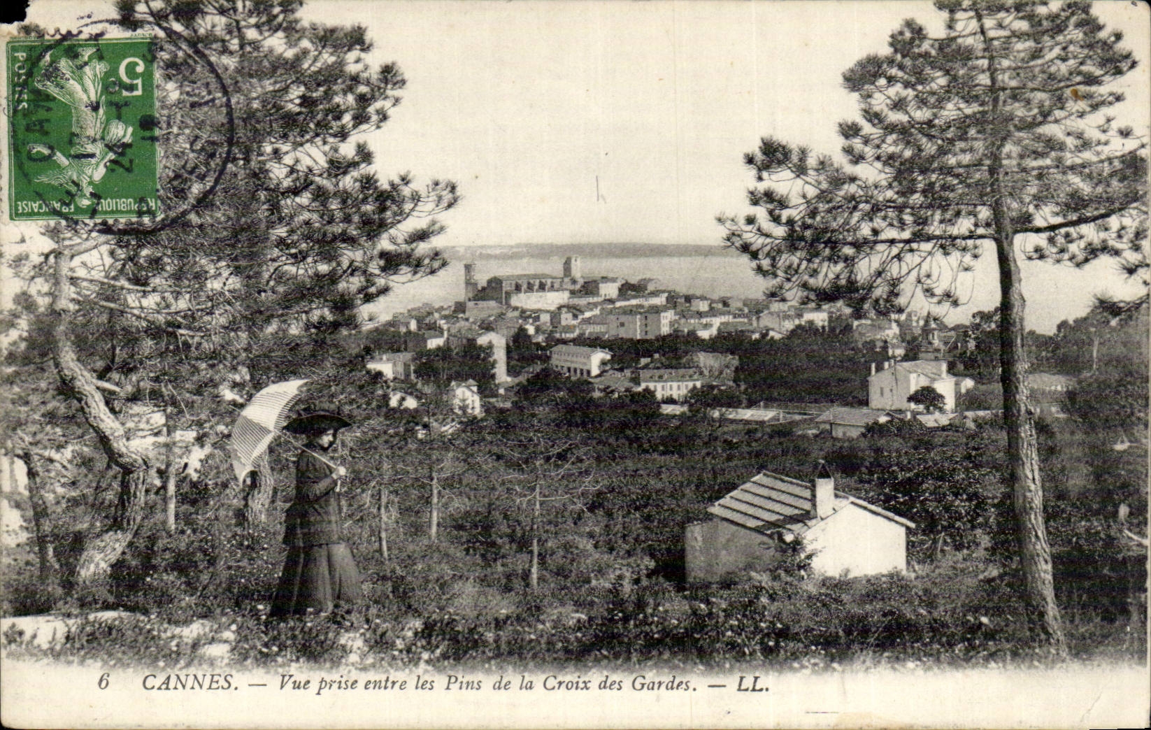 Cannes CPA Seen from between the pines of the Cross of the Guards