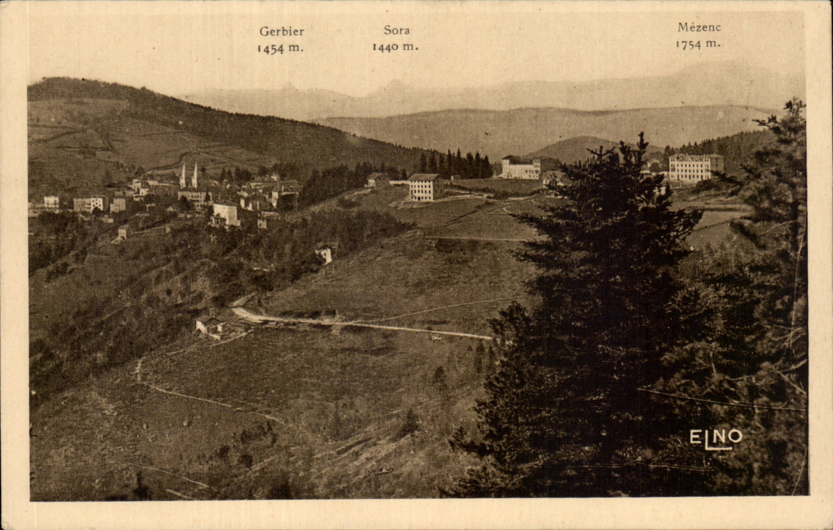 CPA Louvesc Panoramic View and road of Satillieu View of the Cevennes