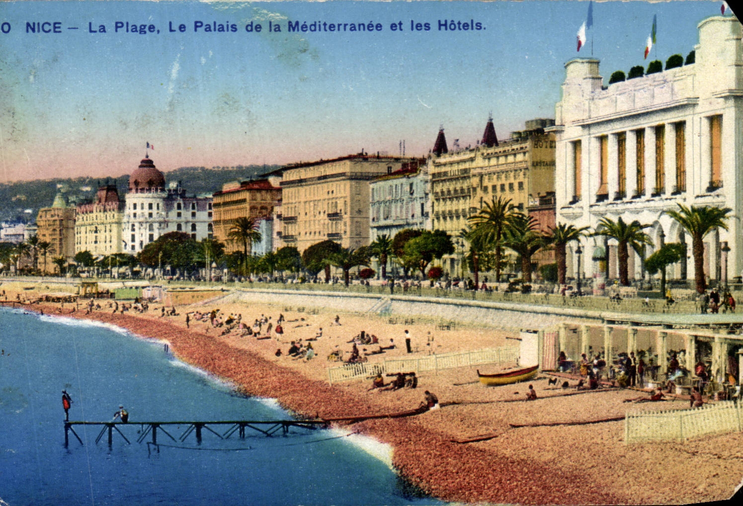 CPA Nice the beach the palate of the Mediterranean and hotels