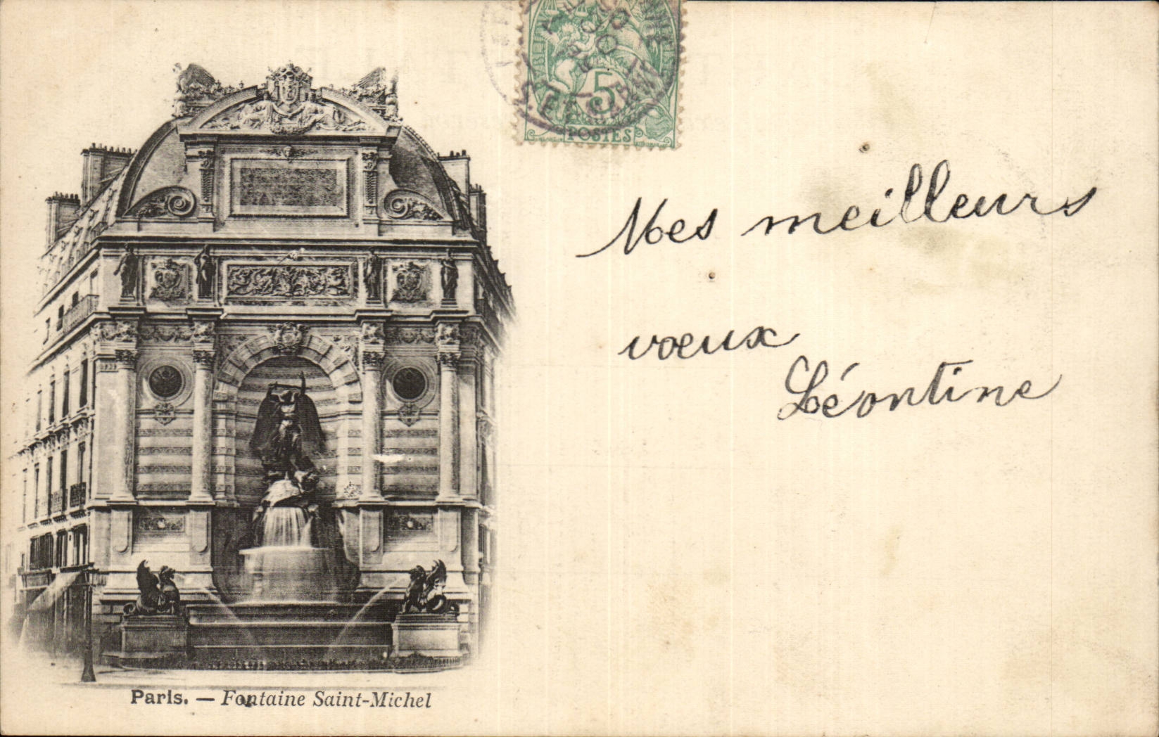 Paris CPA Fountain Saint Michel