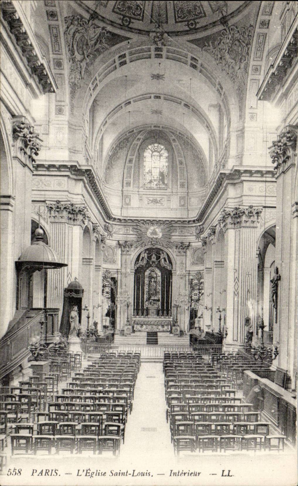 Paris CPA Eglise Saint Louis Interieur