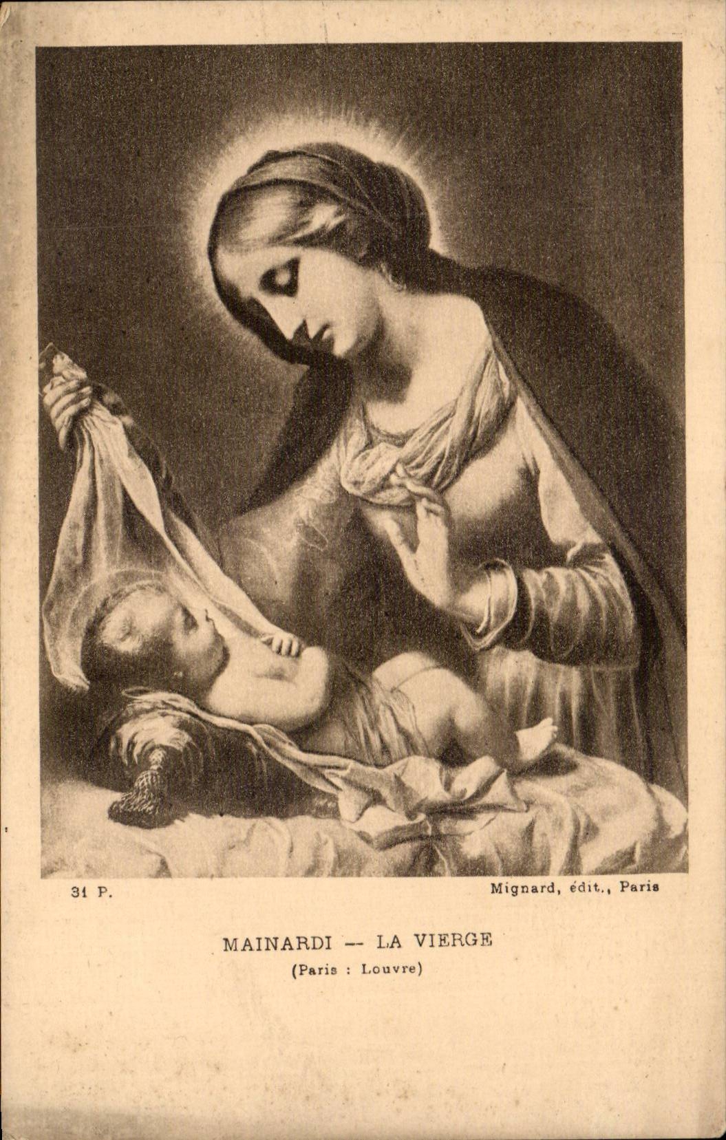 CPA Mainardi Fantasy the virgin Paris the Louvre