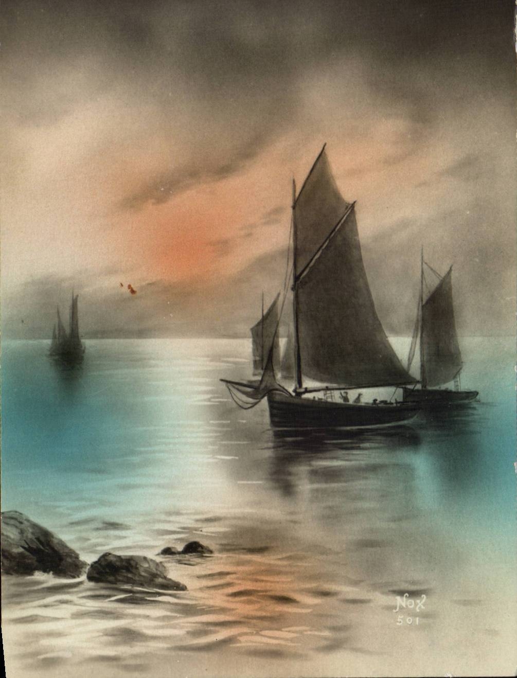 CPA Fantasy Landscape Marine Boat