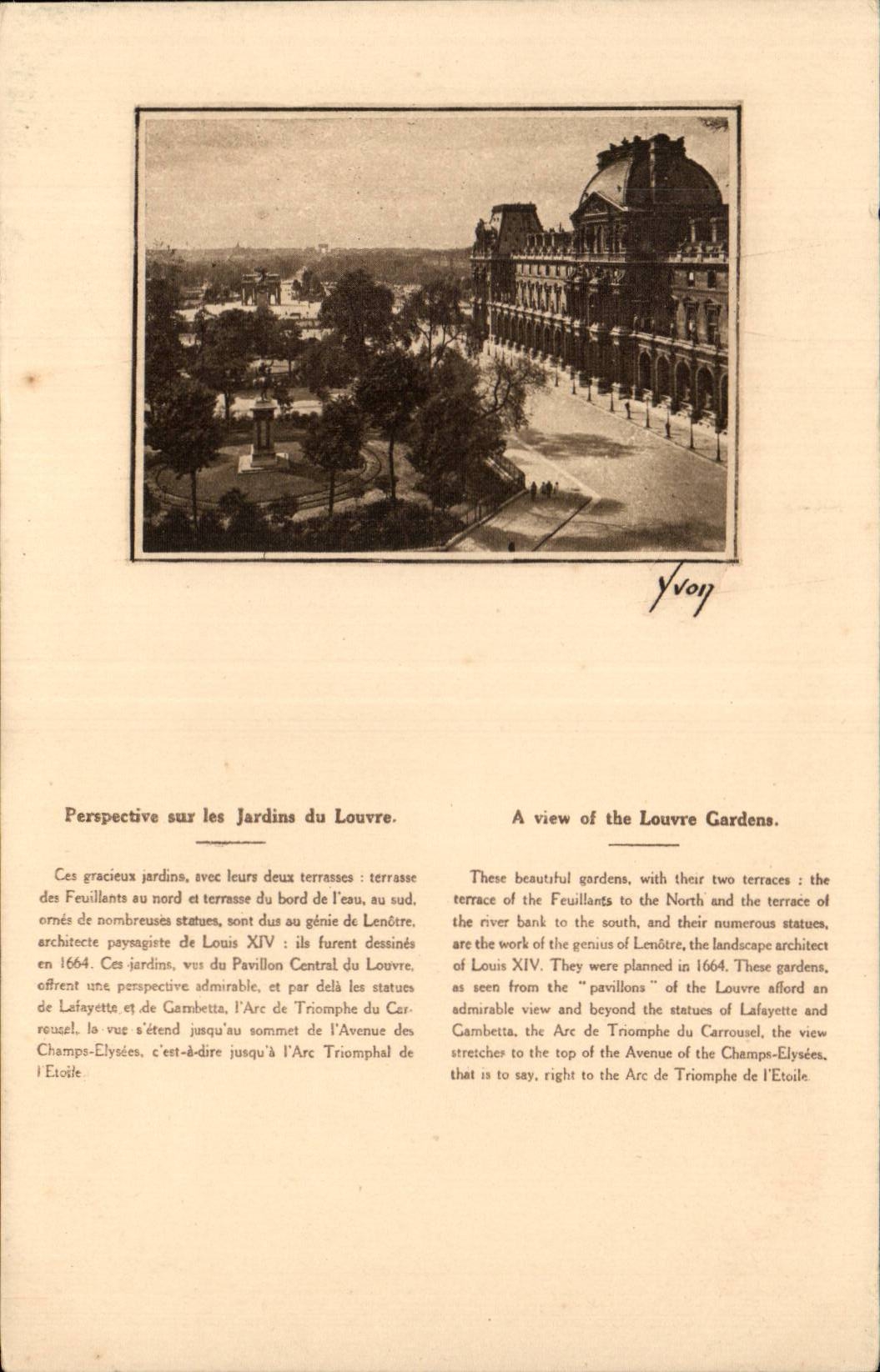 Paris CPA Perspective sur les jardins du Louvre Yvon