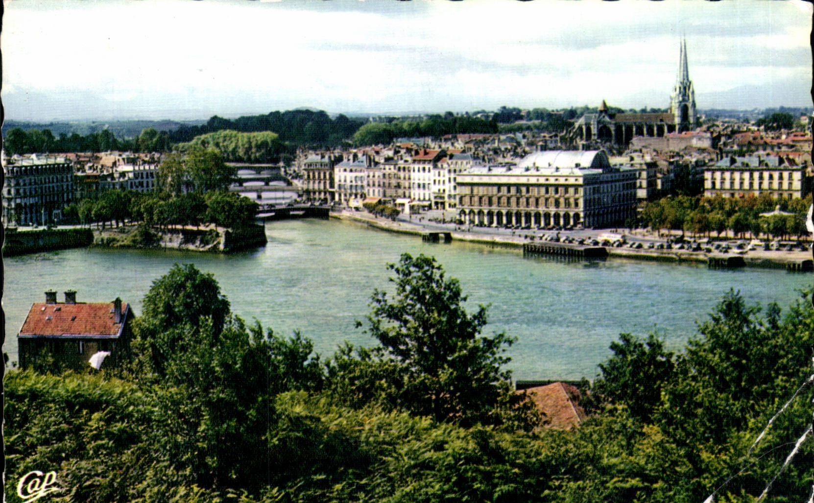 Bayonne MODERN CARD Confluent D ela Nive and of the adour the town hall and the cathedral