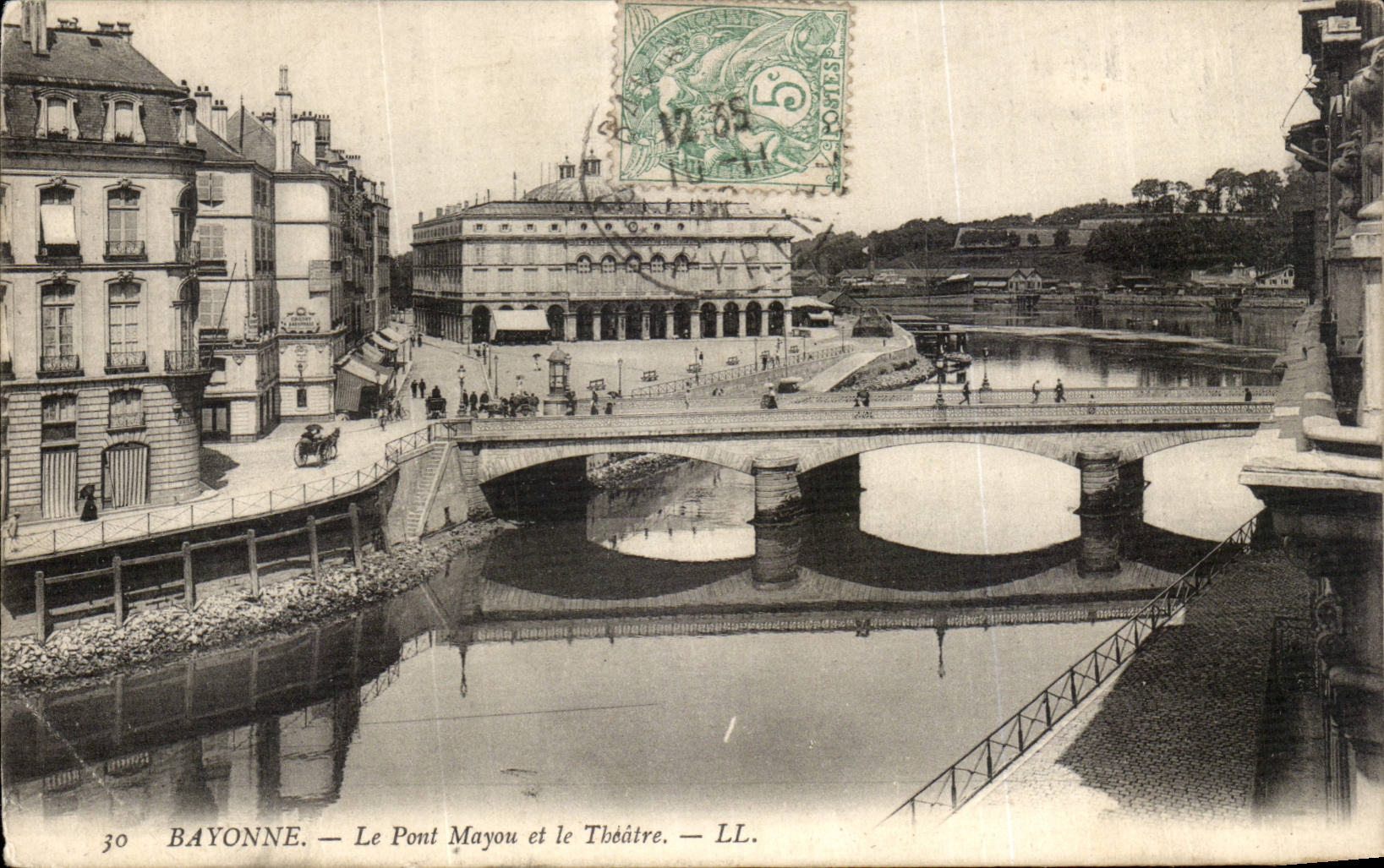 Bayonne CPA the Mayou bridge and the theater