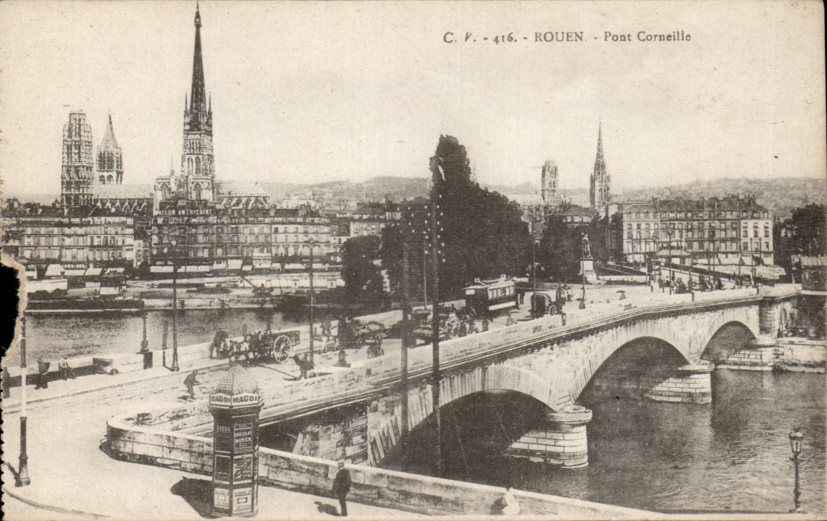 CPA Rouen Bridge crow