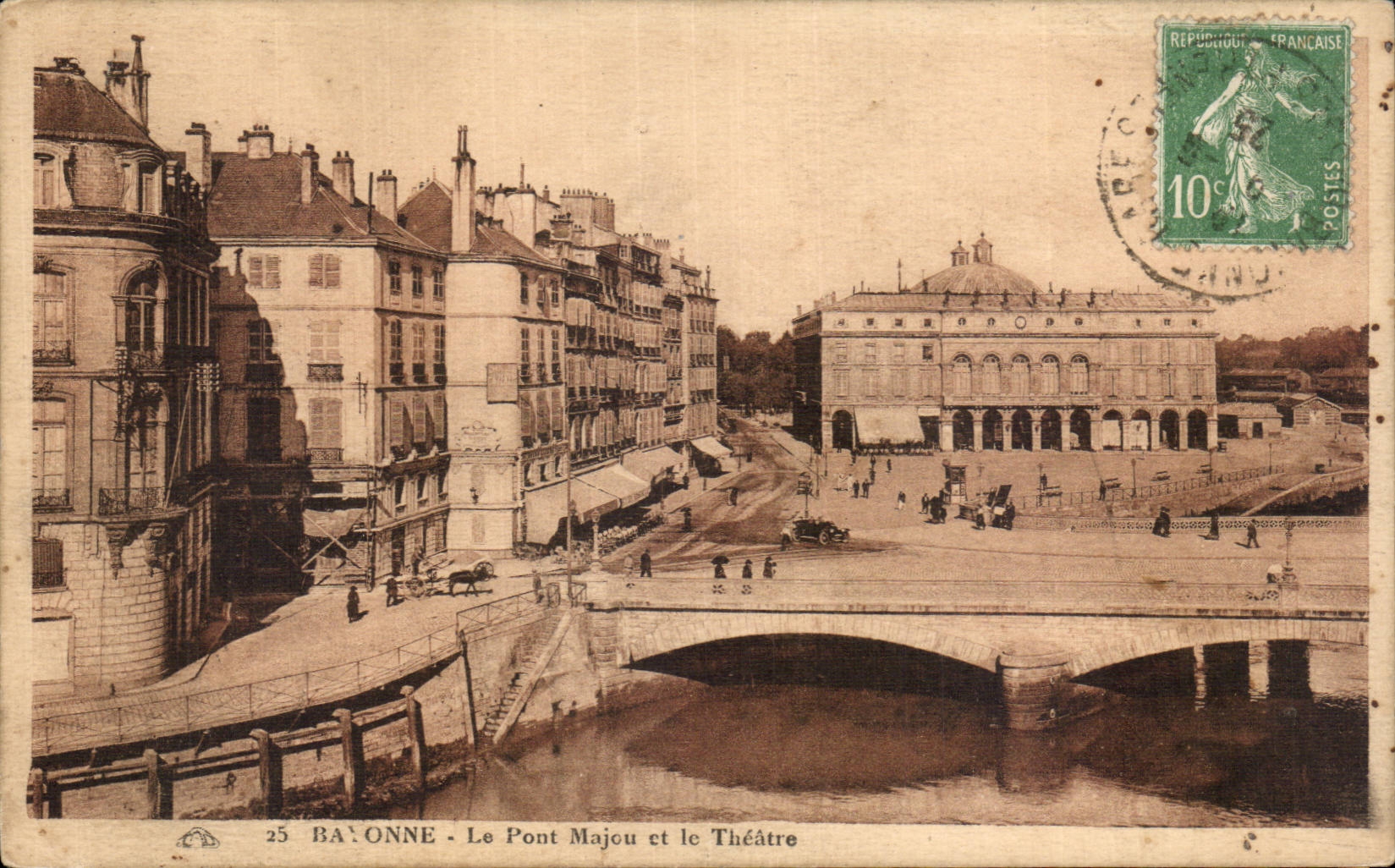 Bayonne CPA the Mayou bridge and the theater