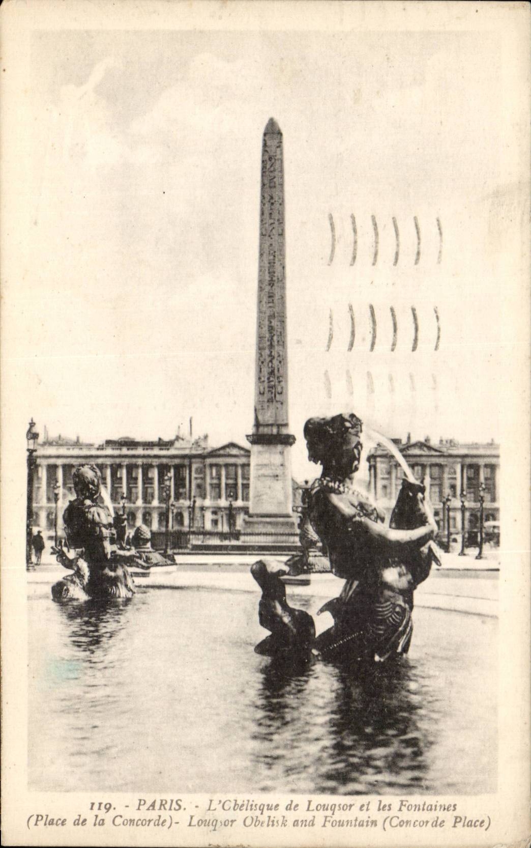 ParisCPA Obelisk von Louqsor und von Brunnen setzt Harmonie