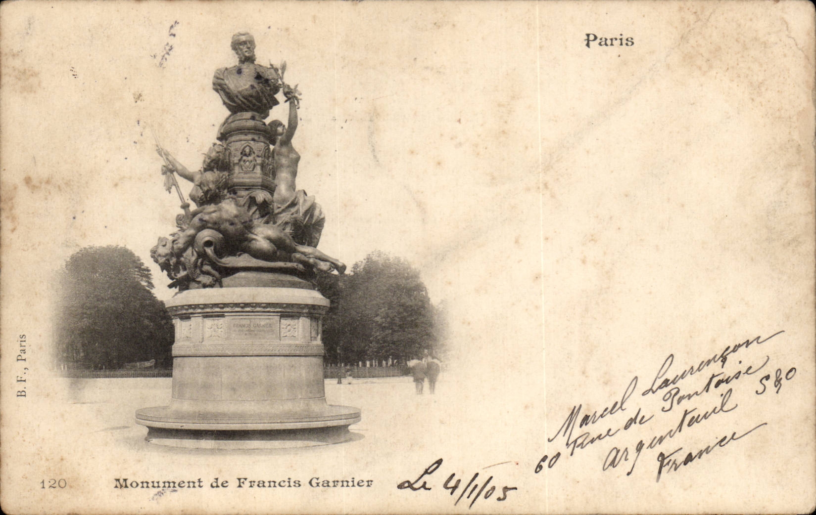 Paris CPA Monument de Francis Garnier