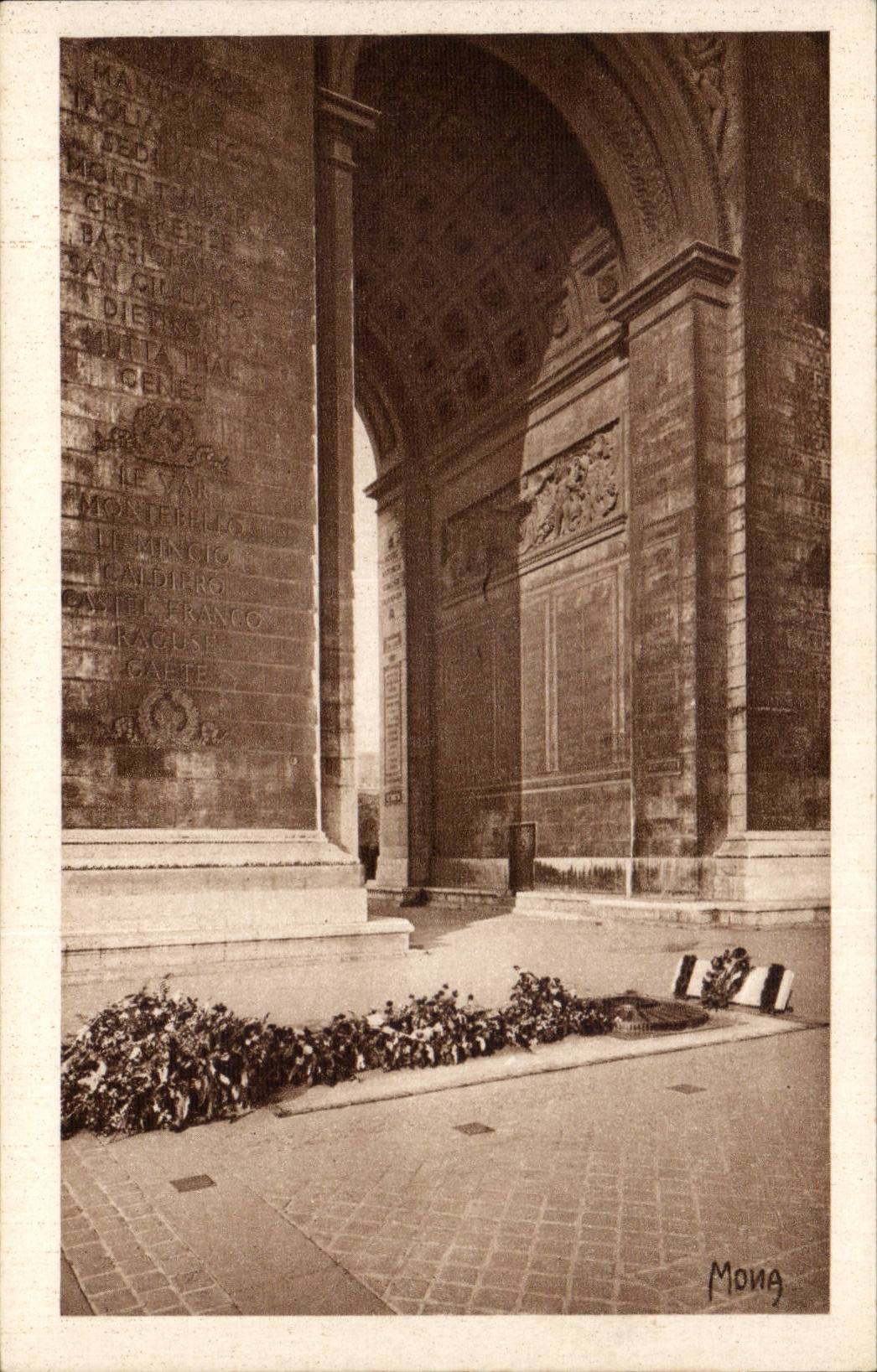 Paris CPA fallt vom unbekannten Soldaten darunter Arc de Triomphe