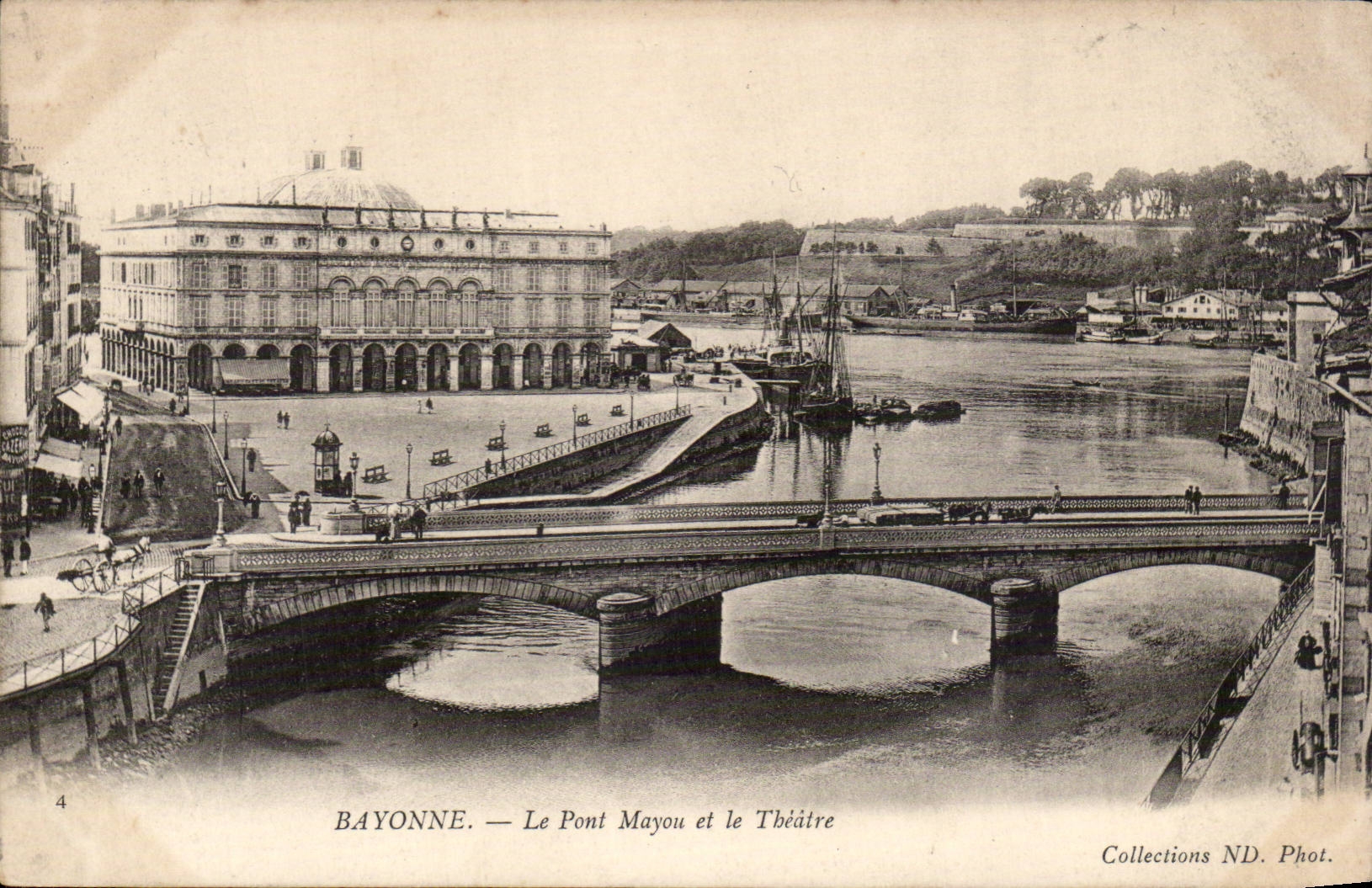 Bayonne CPA the Mayou bridge and the theater