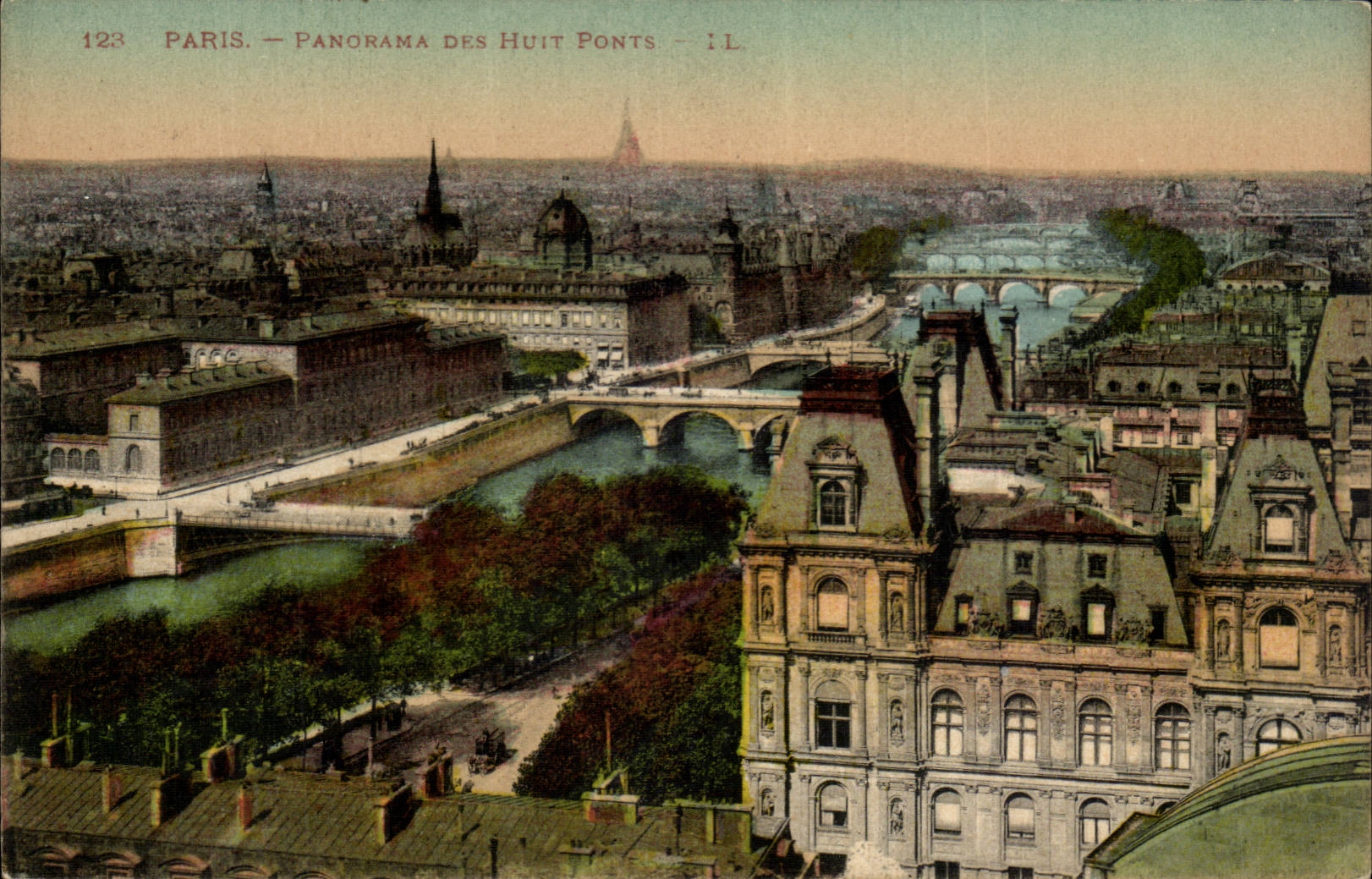 CPA Paris Panorama des huit ponts