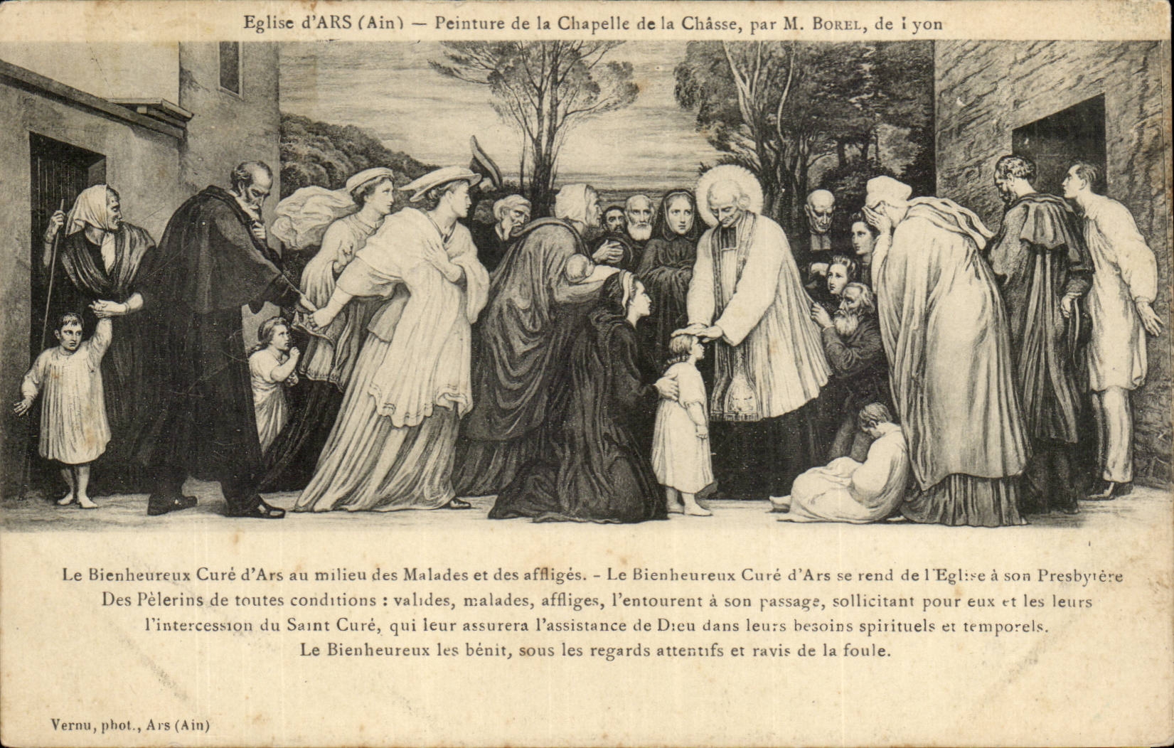 CPA Church of Ars painting of the vault of Hunting by Borel of Lyon