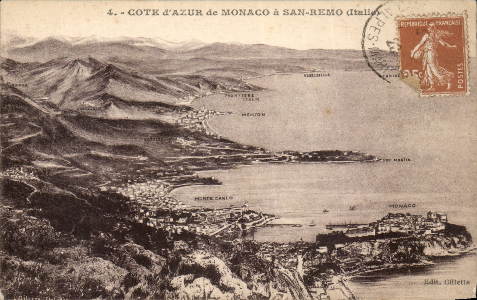 CPA Coteazurblau von Monaco hat San Remo Menton