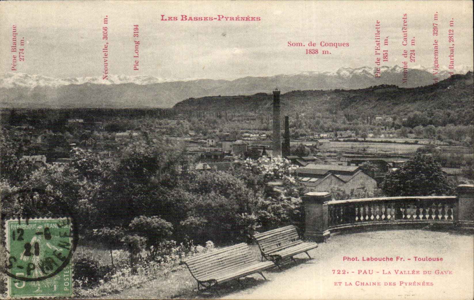 CPA Pau welches das Tal von und die Kette der Pyrenees gab