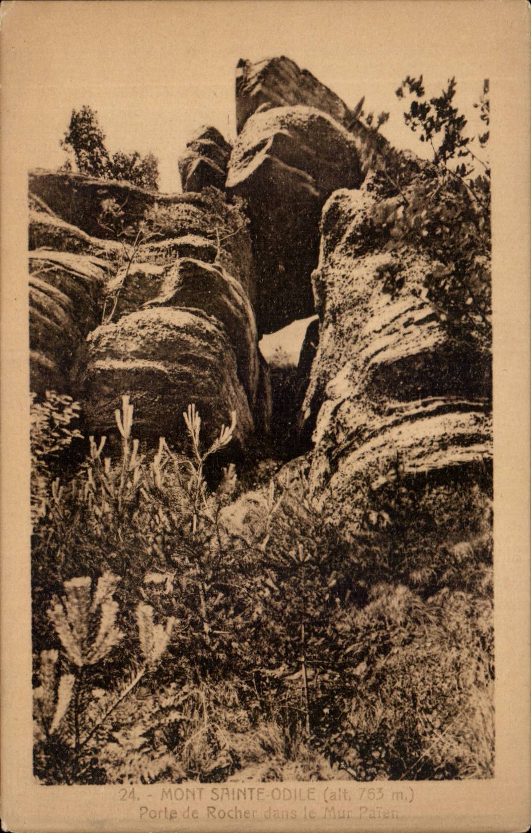 CPA Mont Saint Odile Gatter des Felsens in der heidnischen Wand