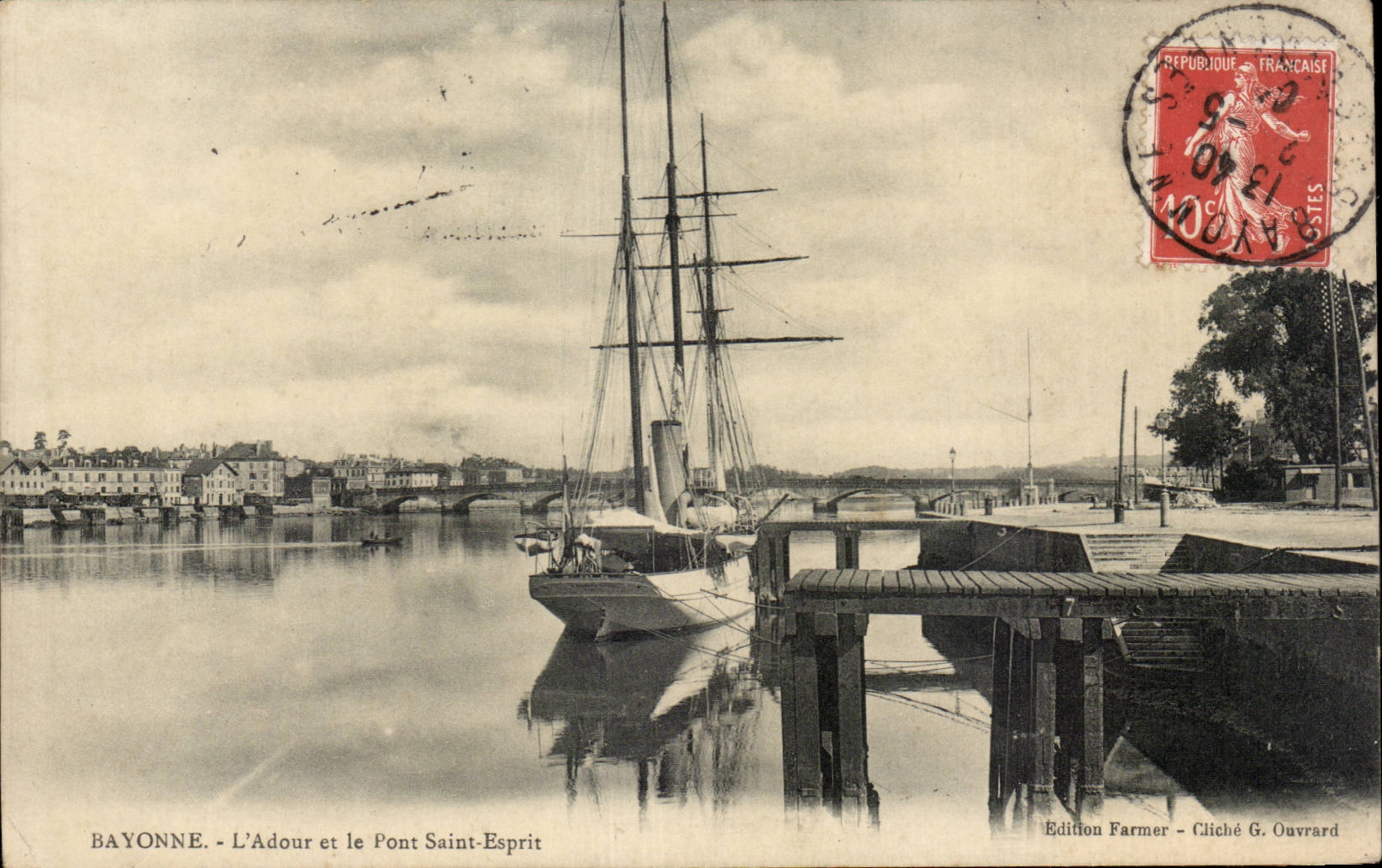Bayonne CPA Adour and the bridge St Sailing Boat Spirit