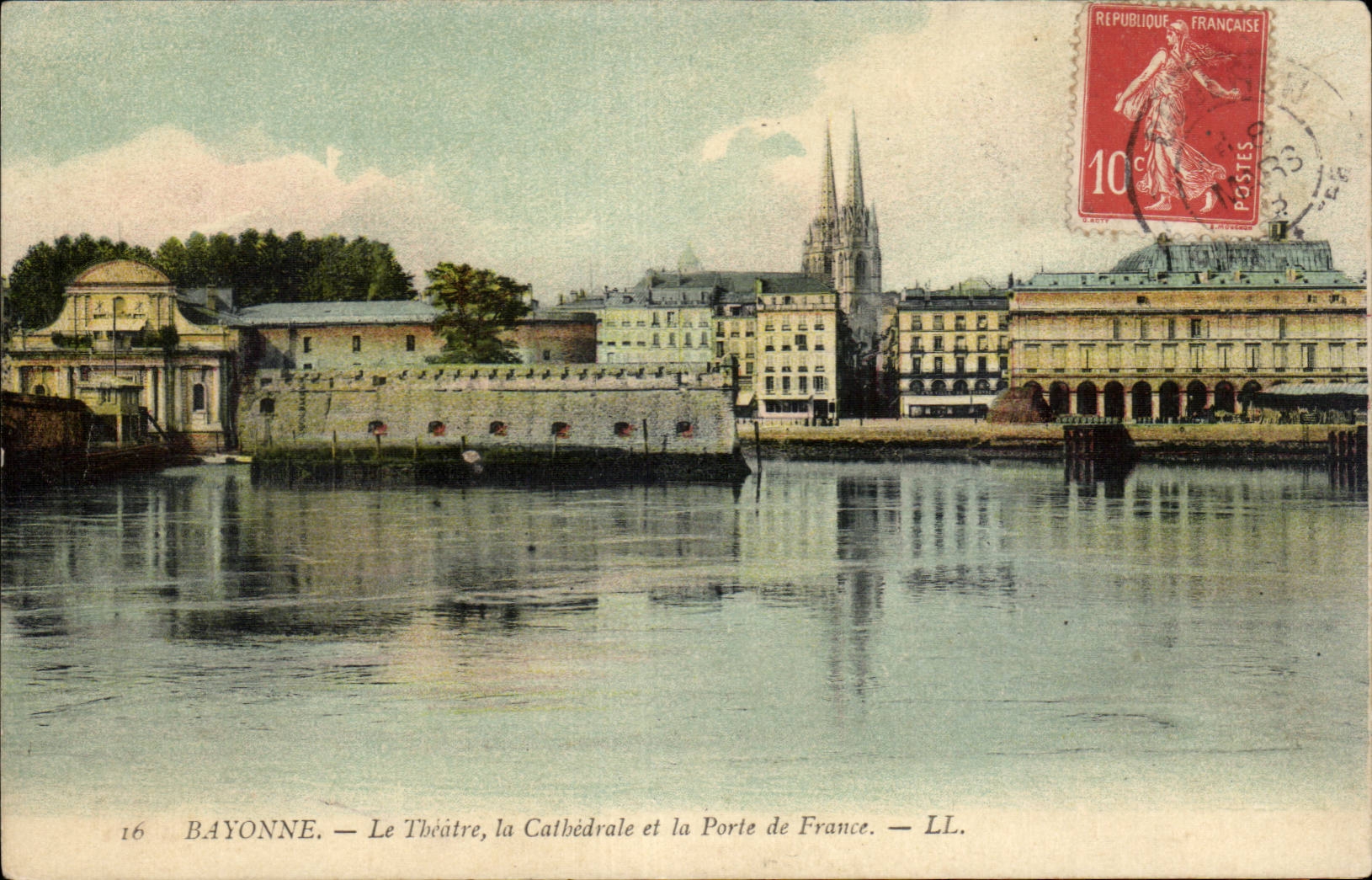 Bayonne CPA the theater the cathedral and the door of France