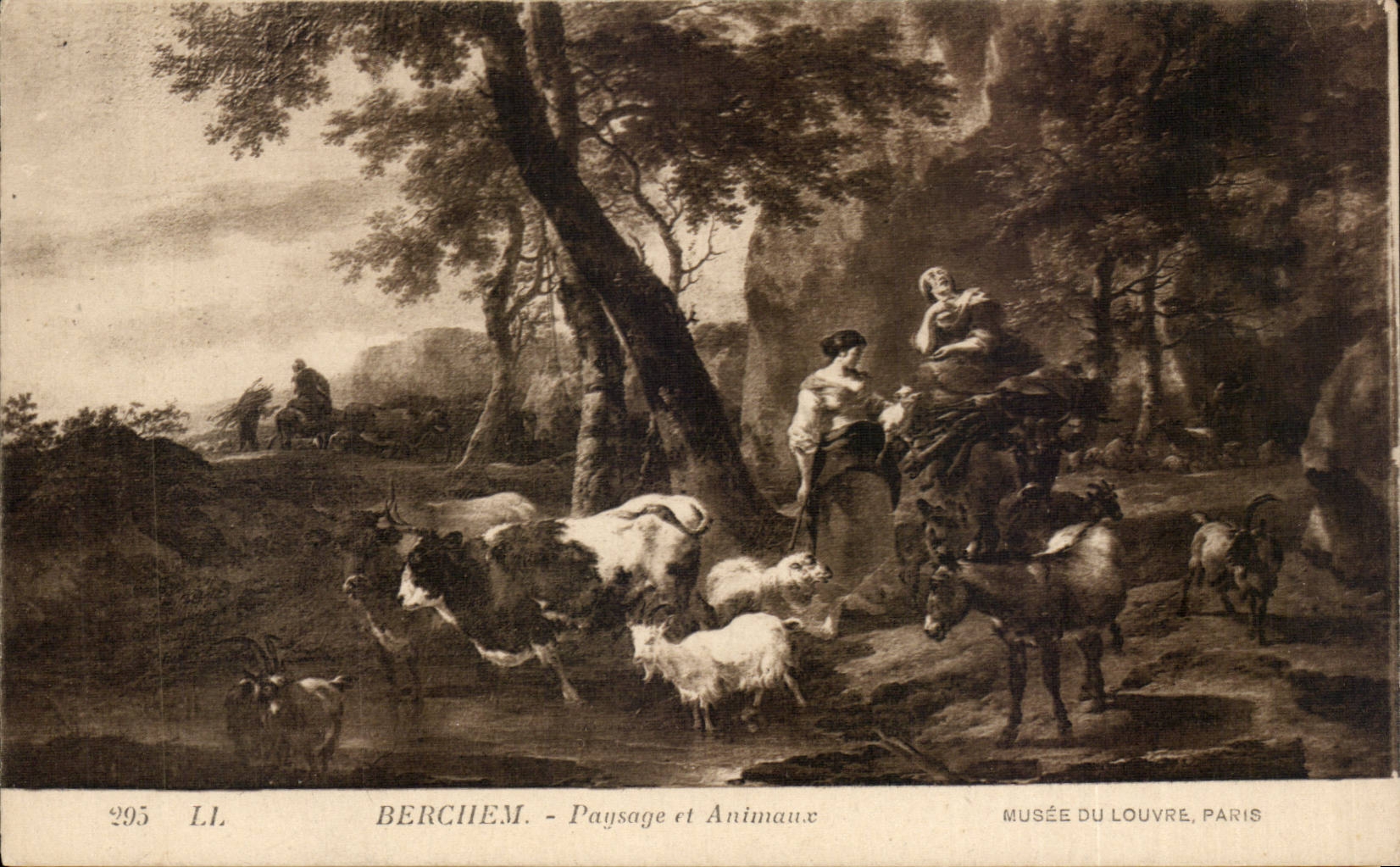 CPA Berchem Landscape and animal Ass donkey goat goat