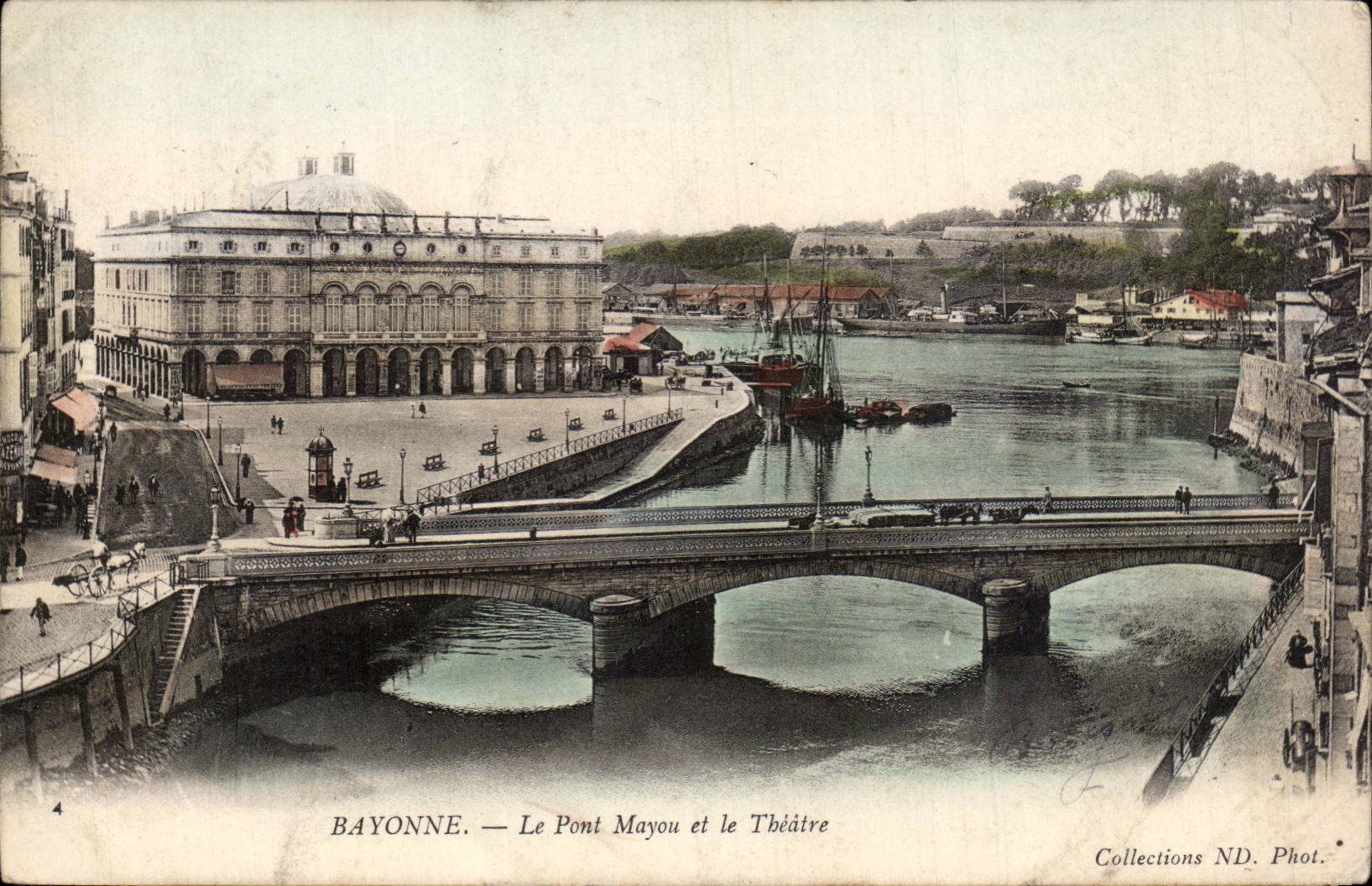 CPA Bayonne the Mayou bridge and the theater