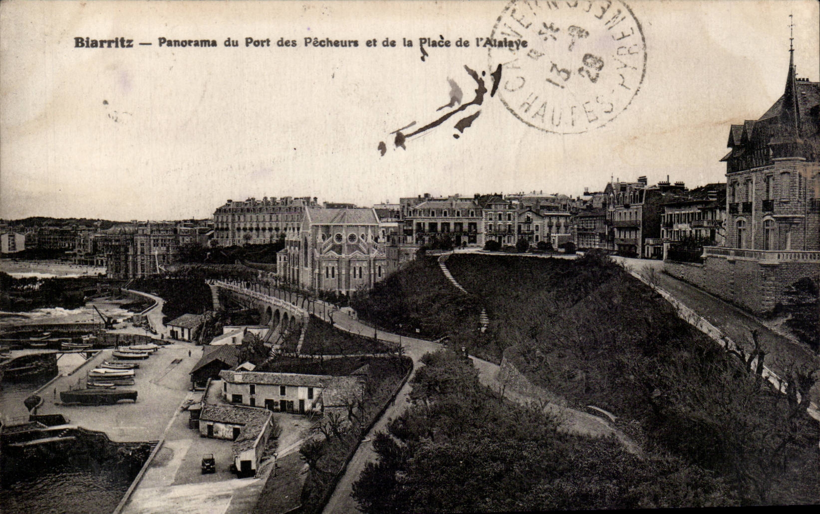 CPA Biarritz Panorama du port des pecheurs et de la pace de l'Atalaye